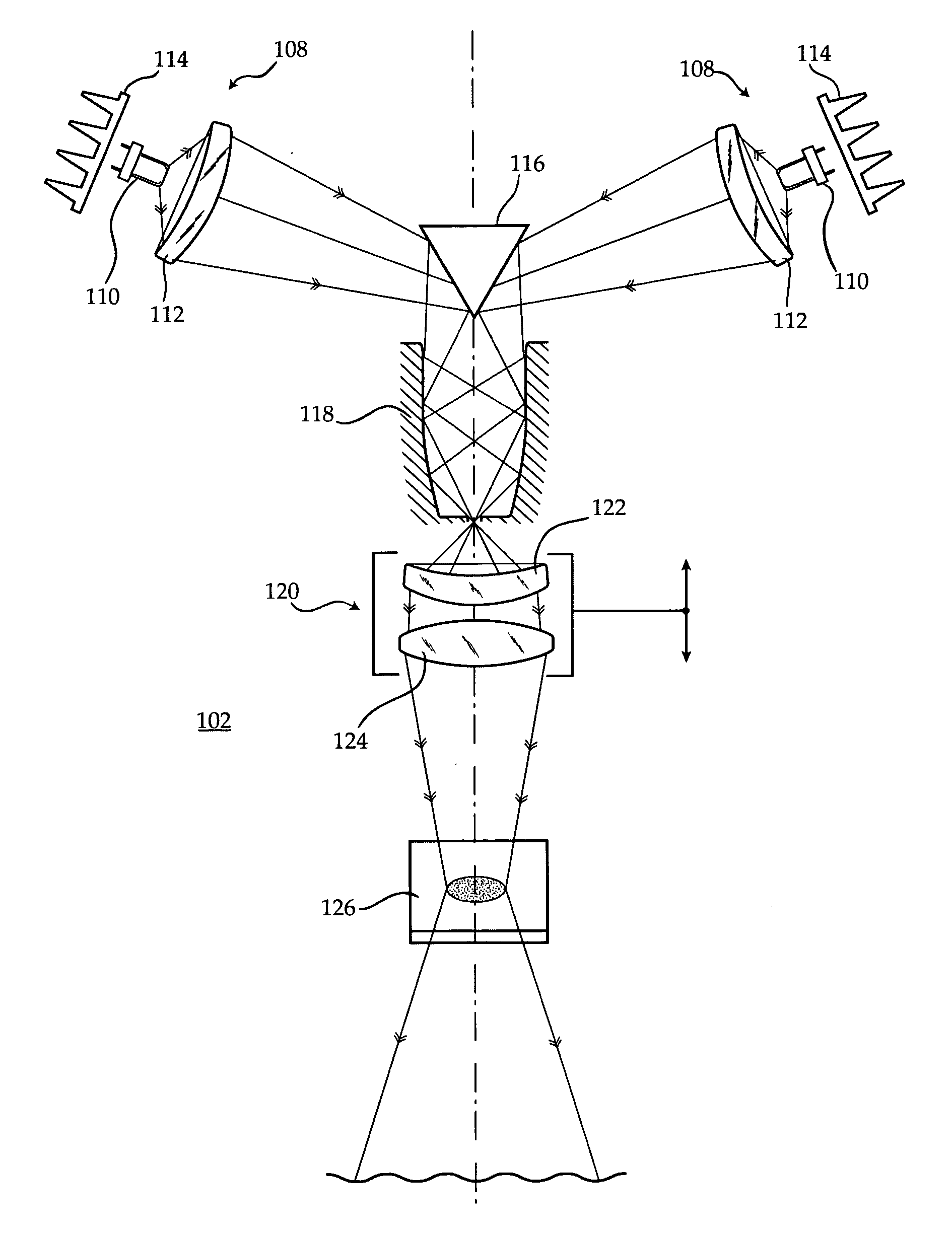 Integral solid-state luminaire with dual light paths and coaxial optics