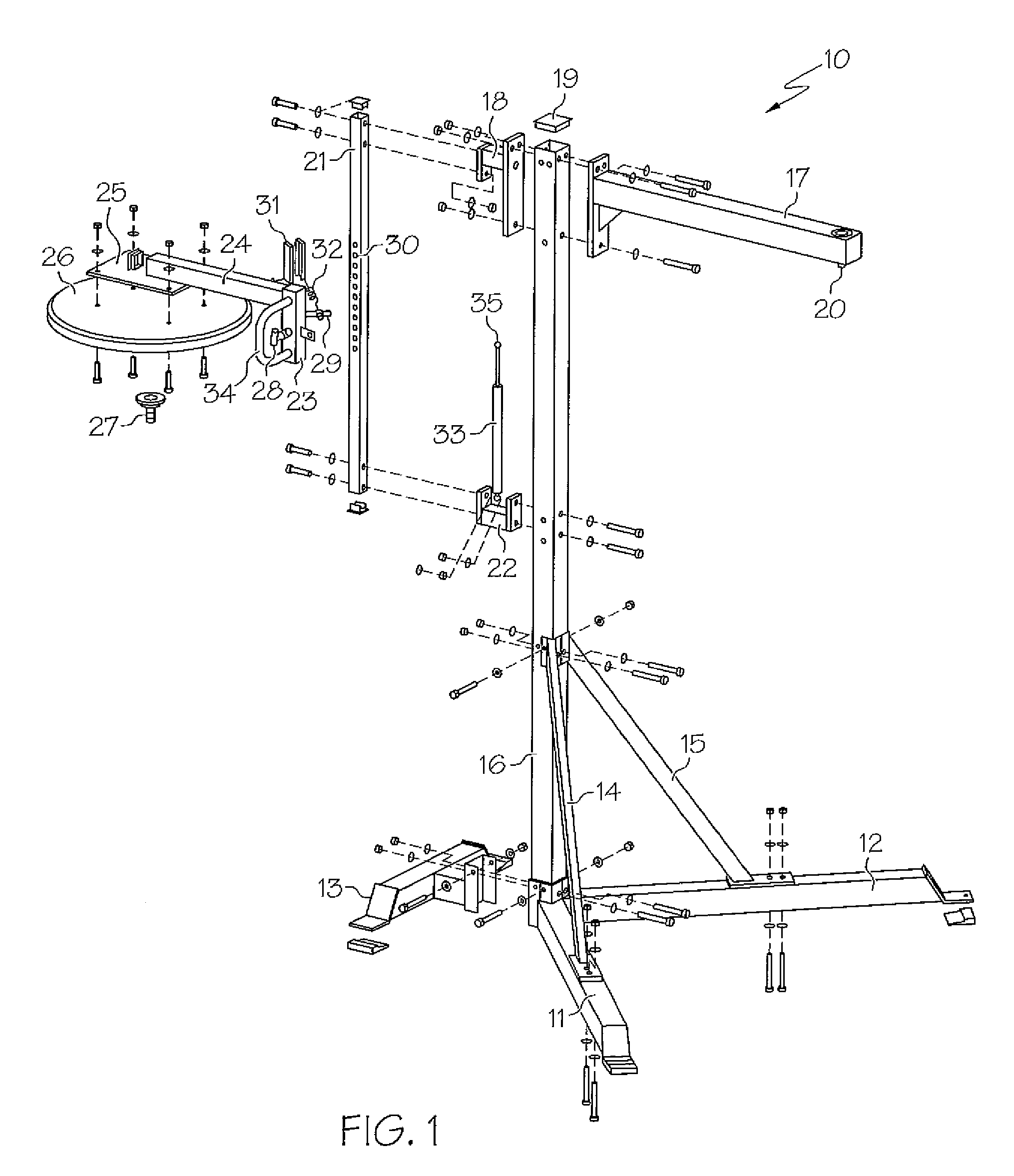 Adjustable heavy bag/speed bag frame with piston assist