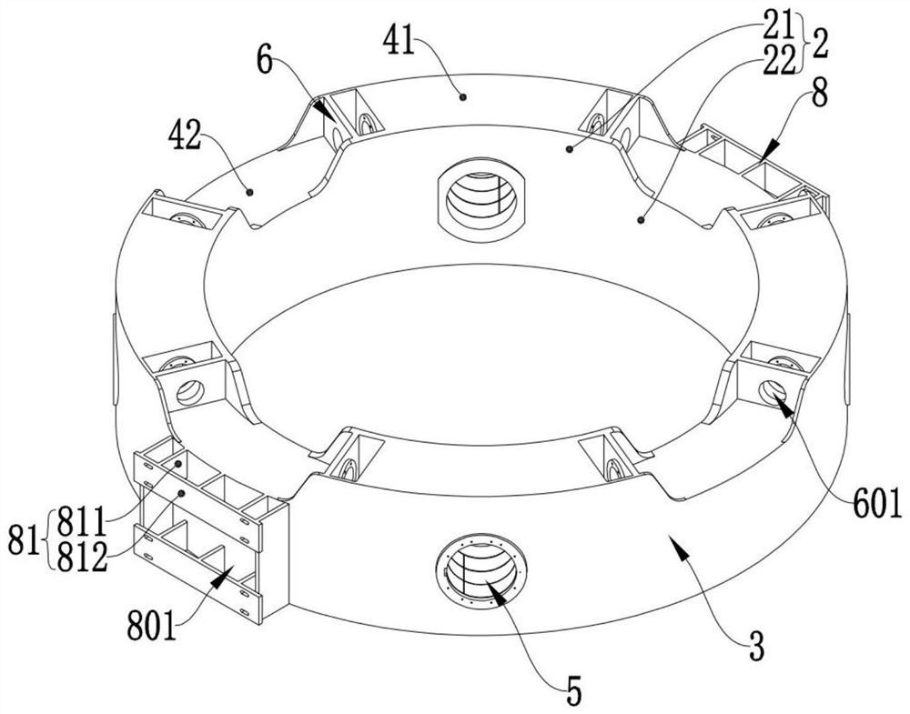 Hydraulic bolt type ring beam structure and construction method thereof