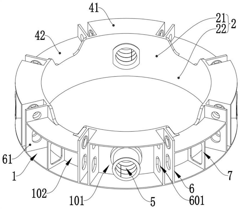 Hydraulic bolt type ring beam structure and construction method thereof