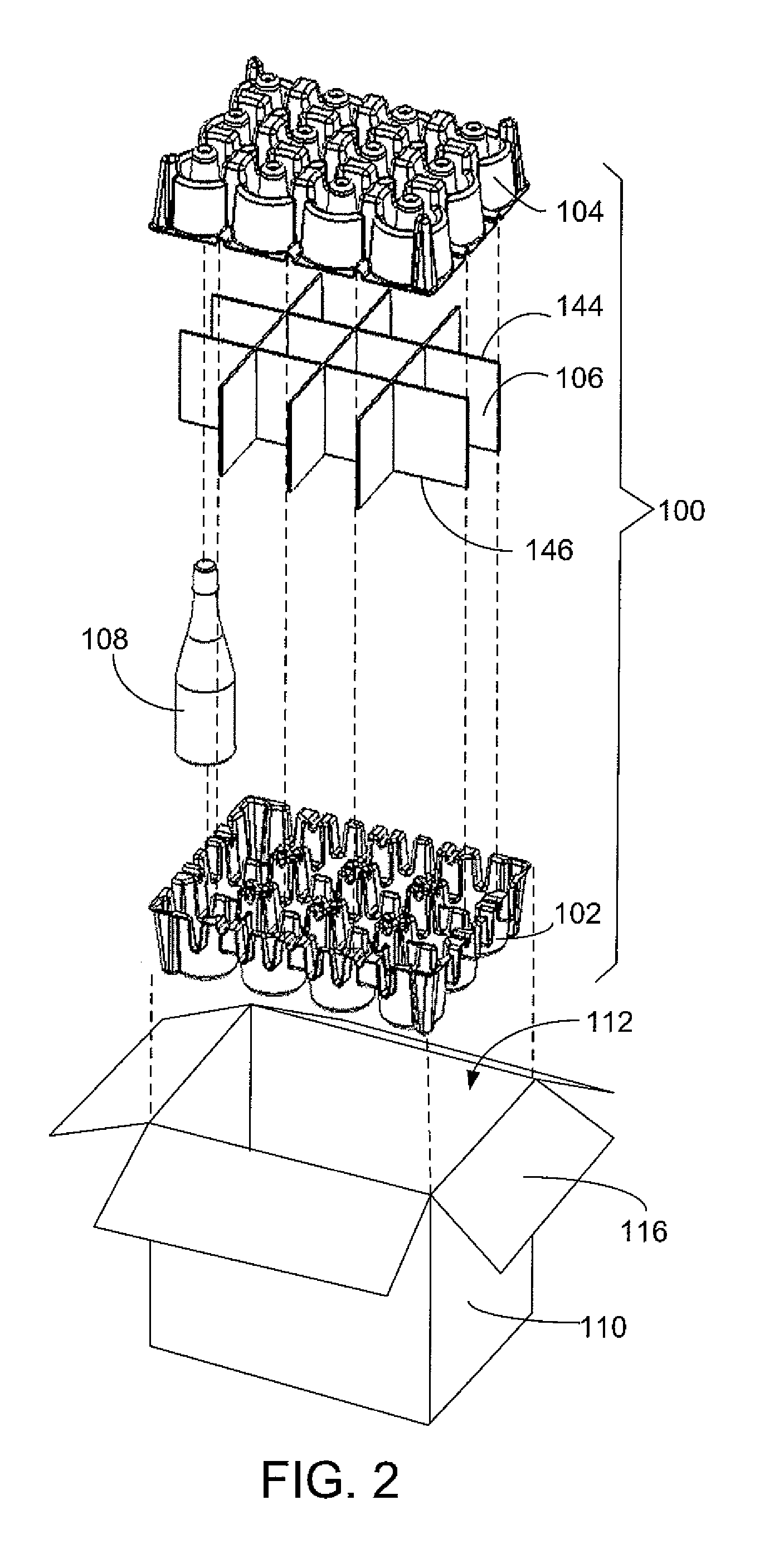 Bottle shipment packaging and method