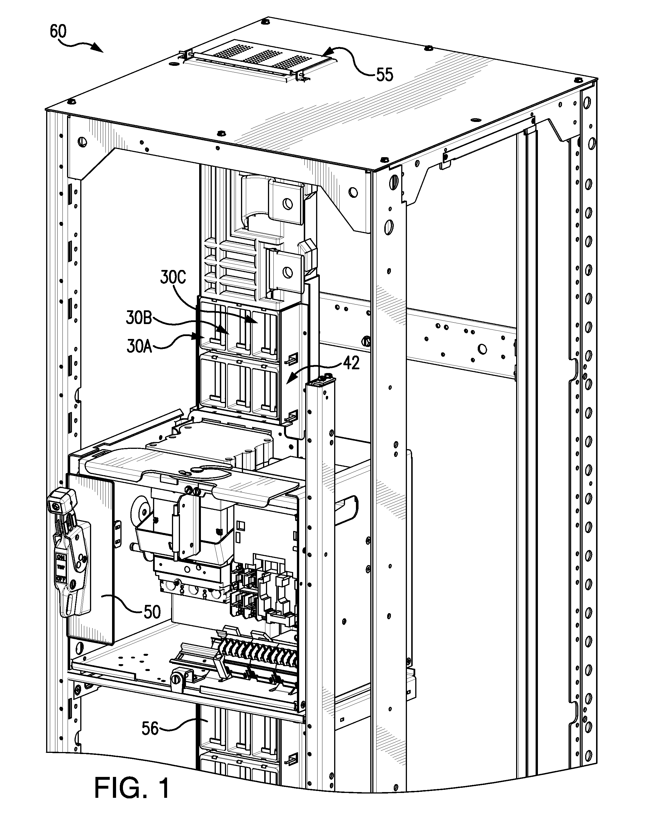 Passive arc control with sequestered phases in a vertical bus system of a motor control center