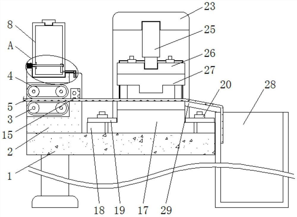 Annealing piece stamping and shearing die capable of conveniently reducing cutting resistance