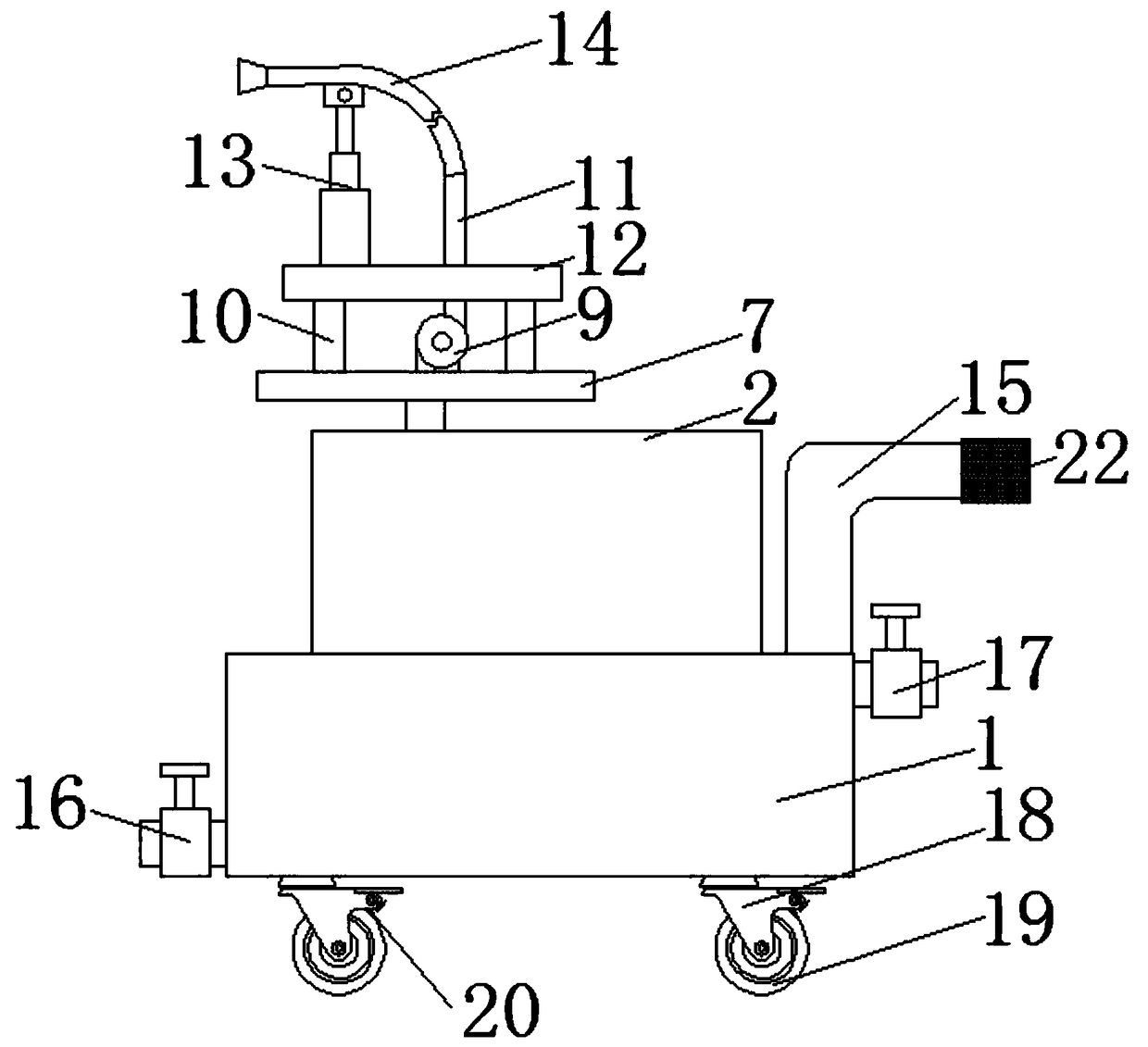 Angle-adjustable spraying device used in garden