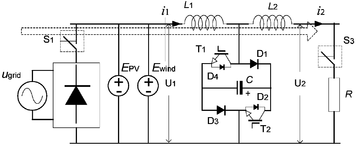 A household DC microgrid voltage stabilizing circuit and control method