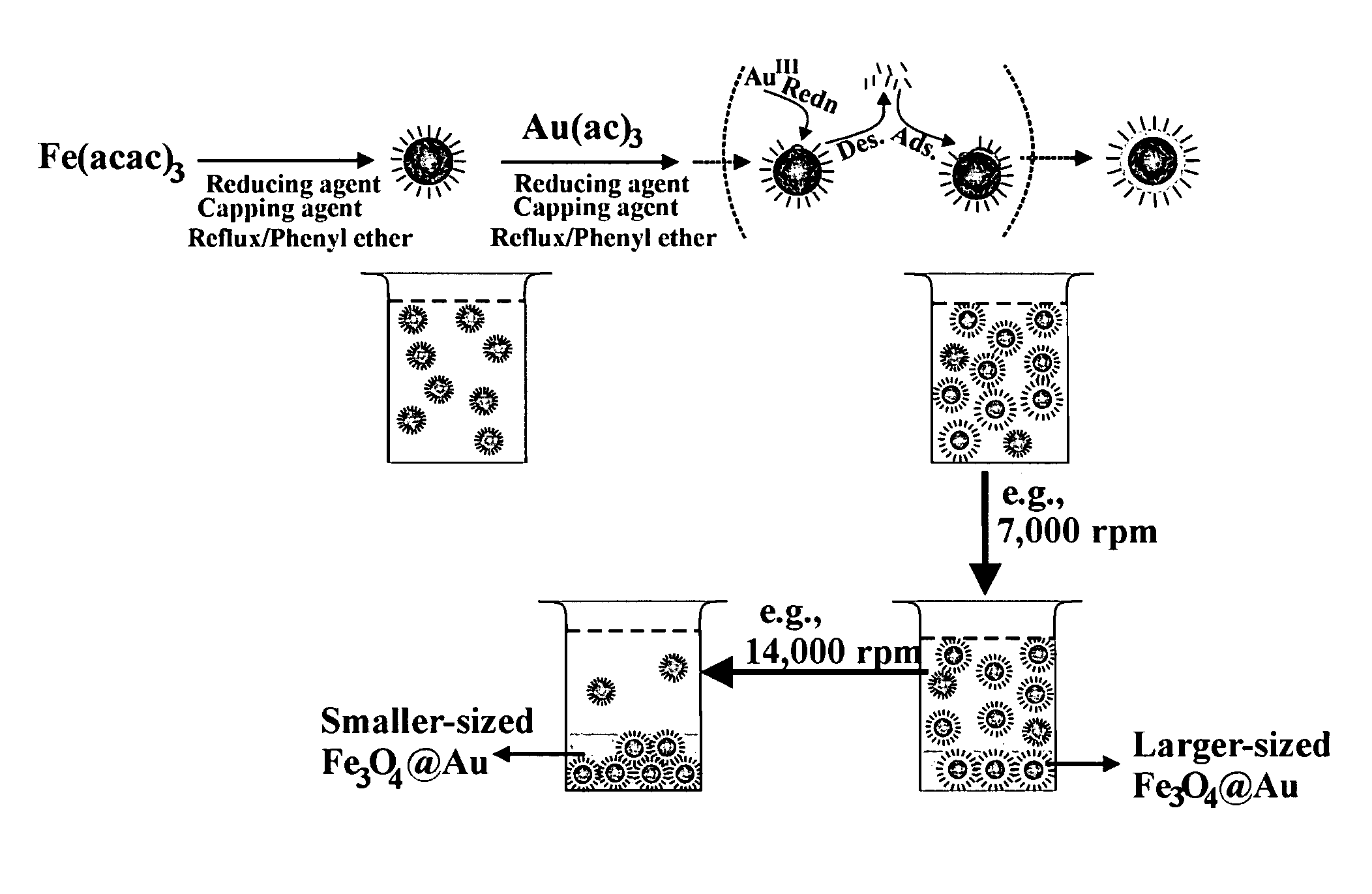 Method of forming iron oxide core metal shell nanoparticles