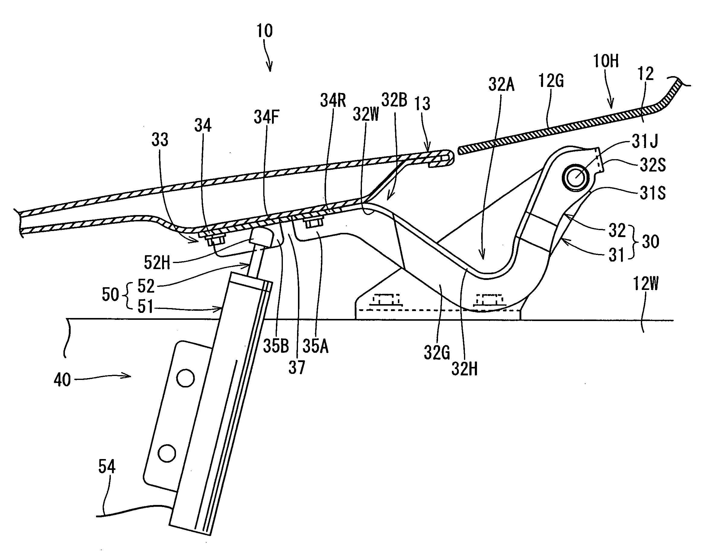 Hood impact absorbing apparatus