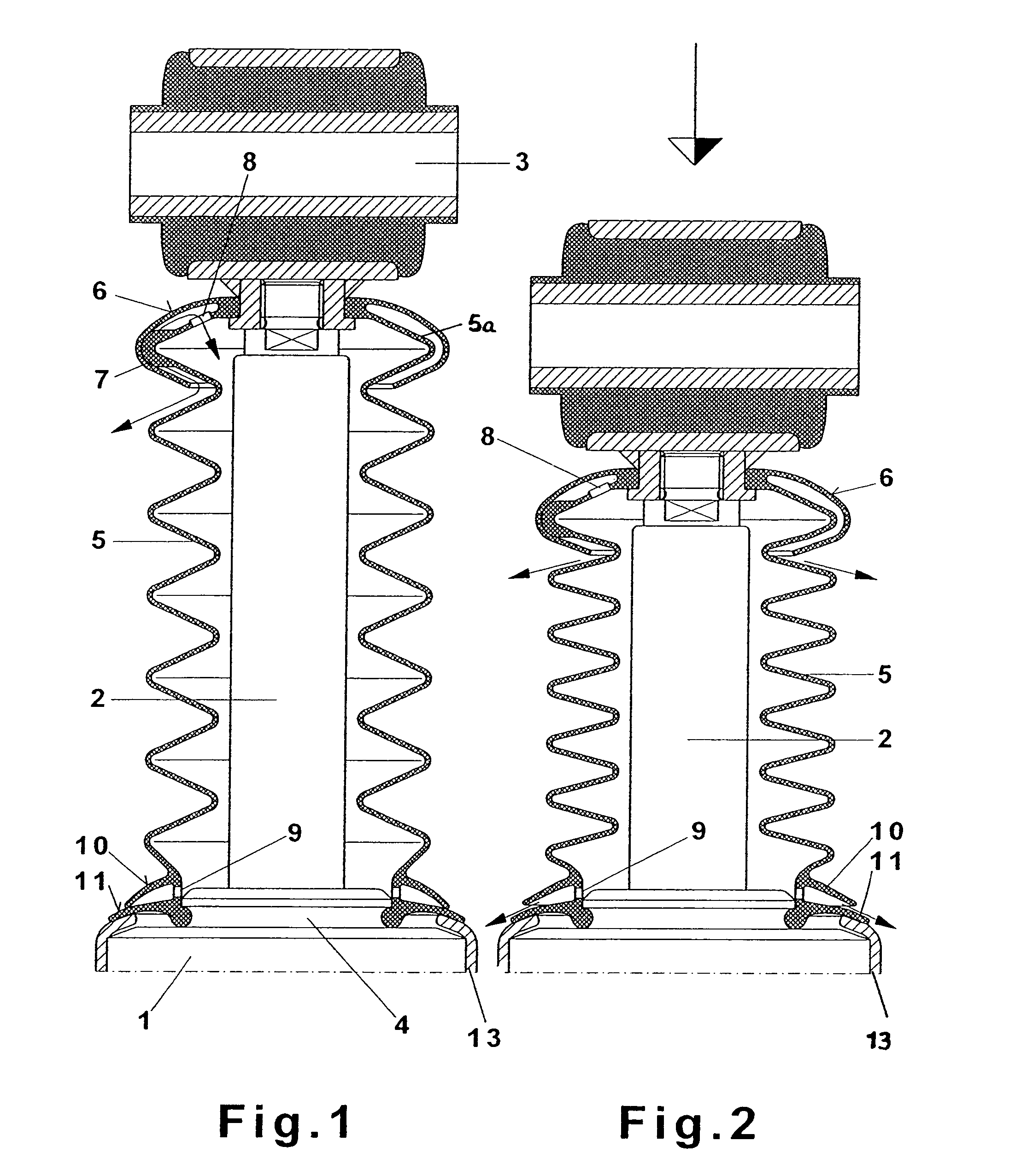 Boot for hydraulic, hydropneumatic or pneumatic piston-cylinder units