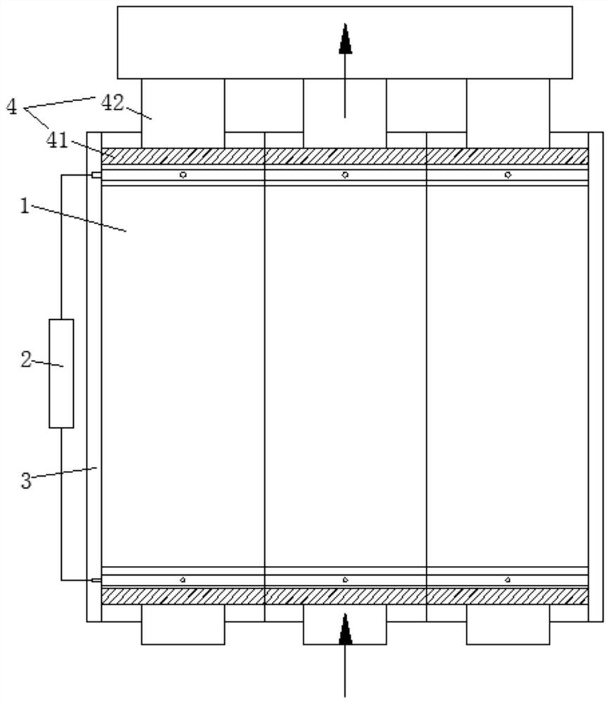 A modular superimposed split flow environmental protection dust removal device