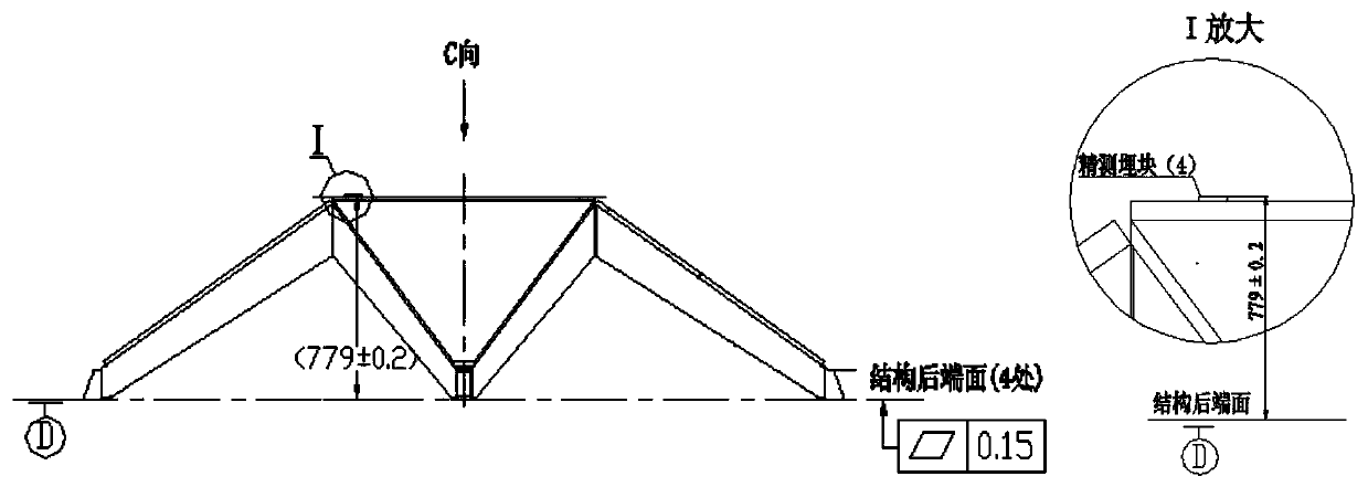 Establishing and measuring method of measuring datum of light honeycomb sandwich box type structure