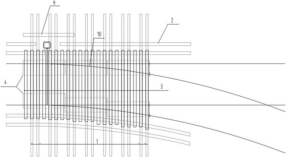 Line reinforcement device for frame bridge jacking into railway branch area