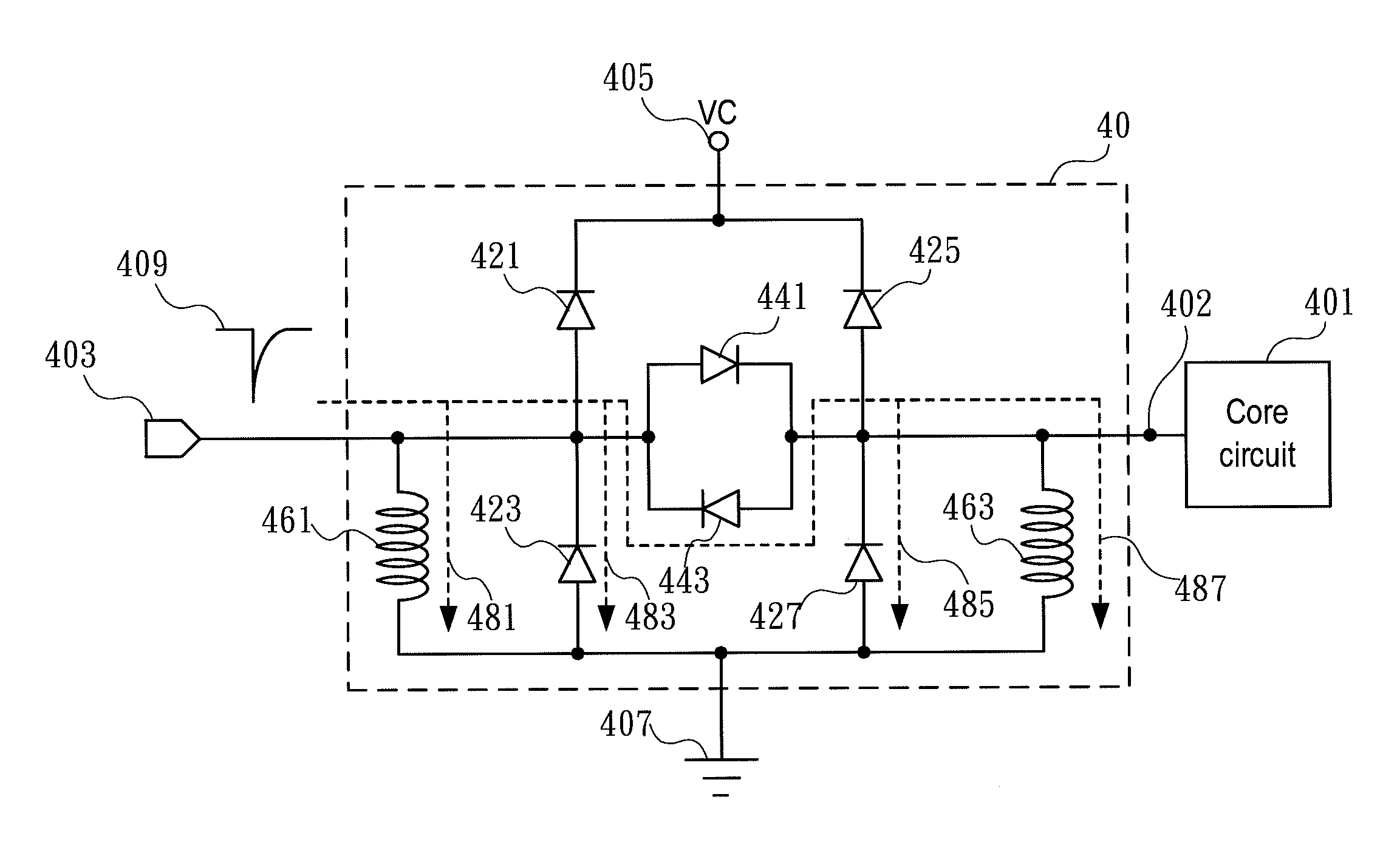 Band-pass structure electrostatic discharge protection circuit