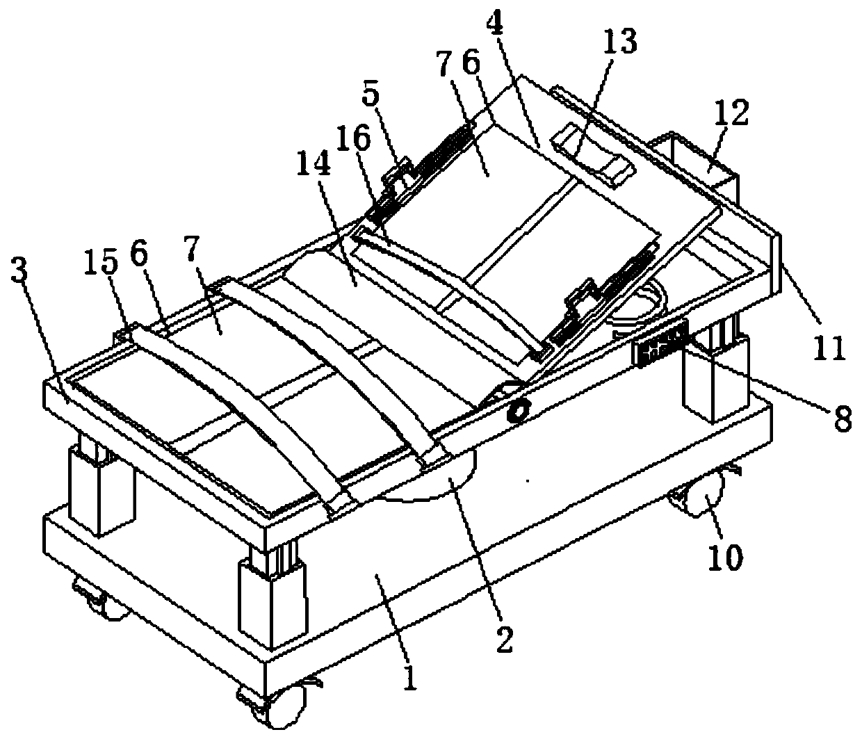 Auxiliary turning device for bed-ridden examination of people