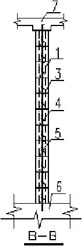 Aerated concrete block masonry composite wall reinforced with embedded reinforcements and borehole core columns