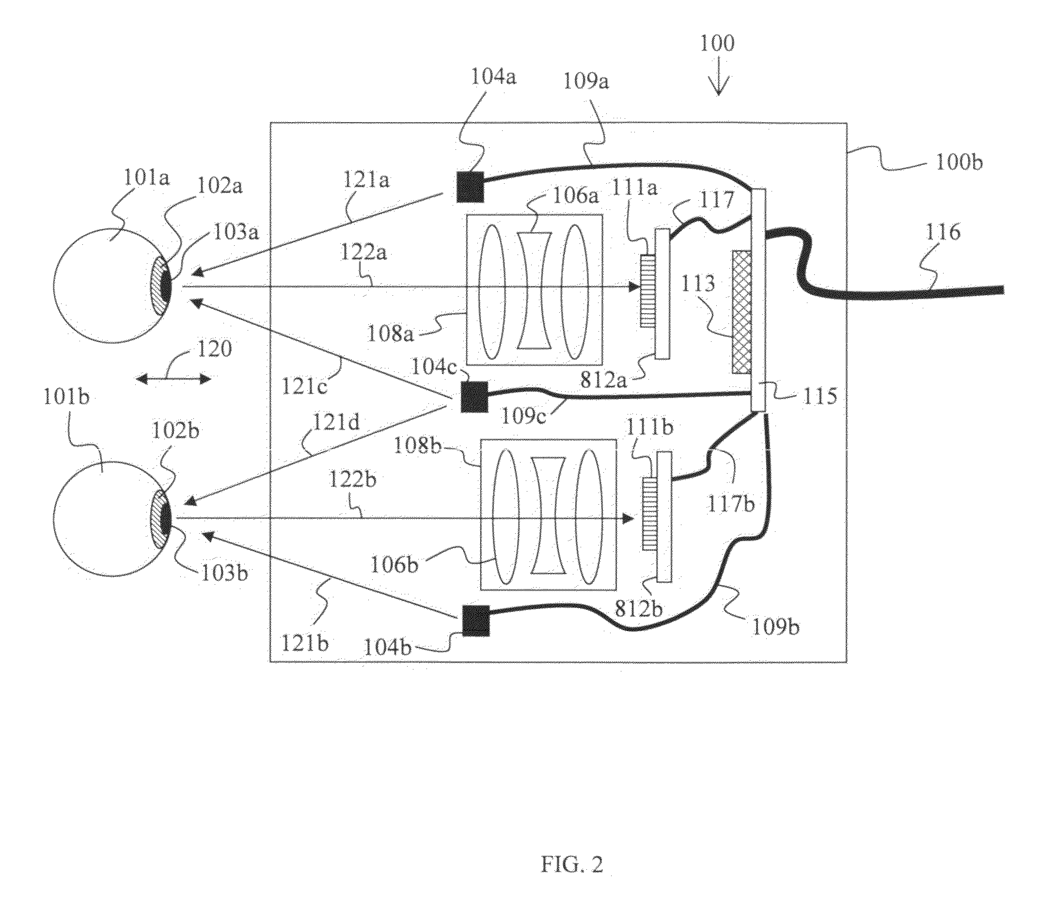 Apparatus and method for two eye imaging for iris identification