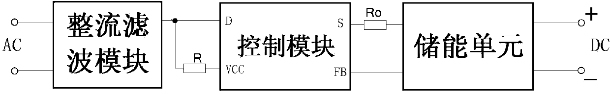 Non-isolation step-down LED drive circuit capable of adaptive power supply and working method