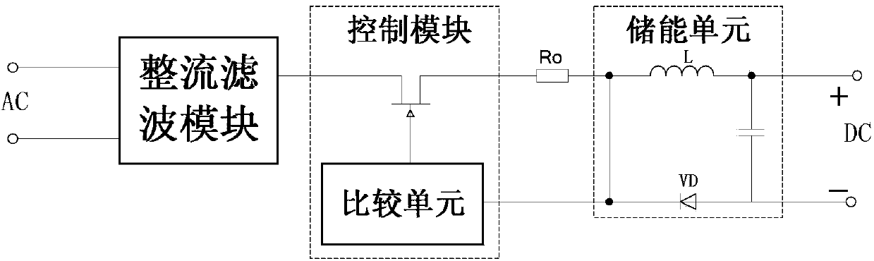 Non-isolation step-down LED drive circuit capable of adaptive power supply and working method