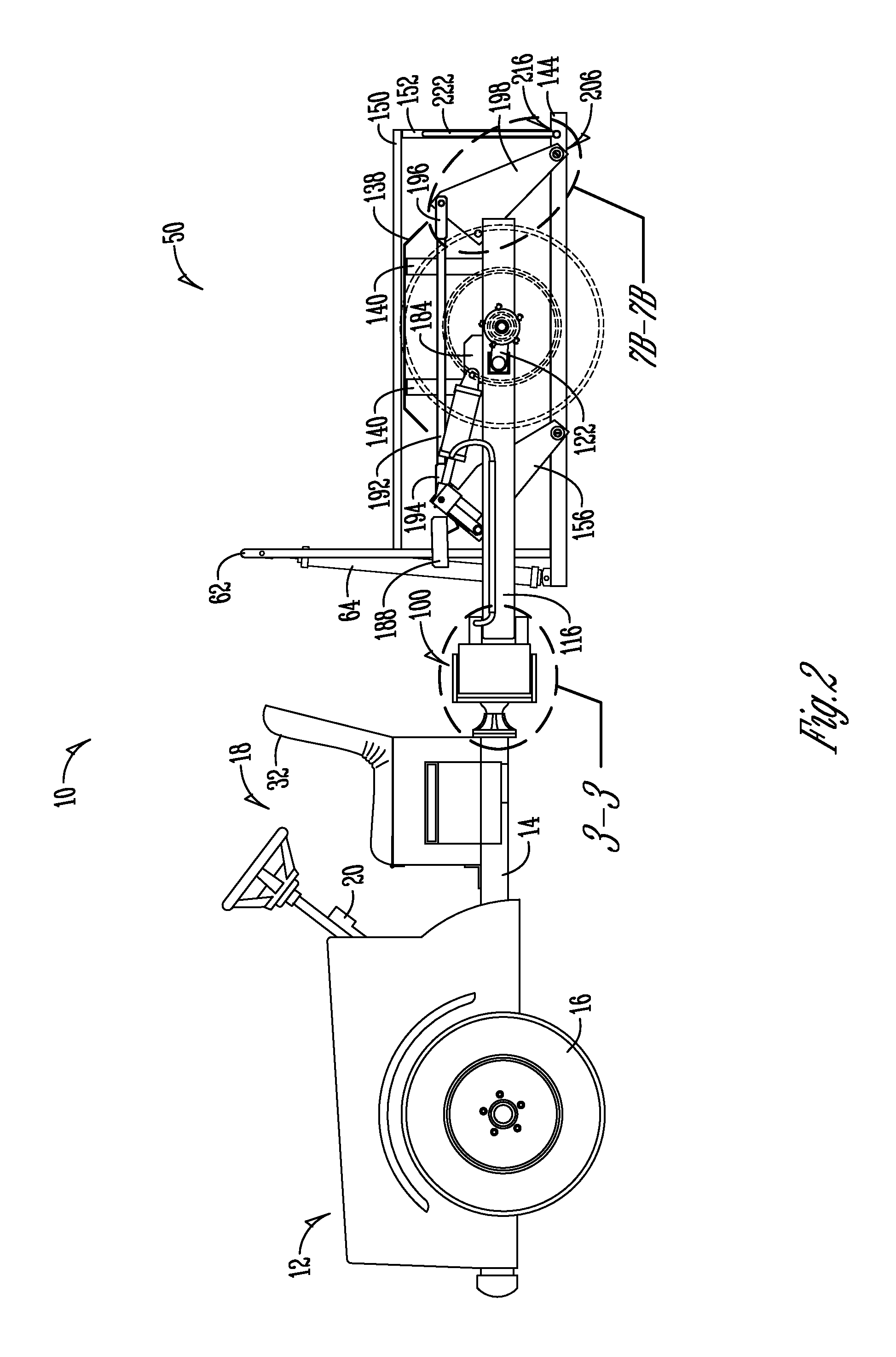 Center-pivot steering articulated vehicle with load lifting trailer