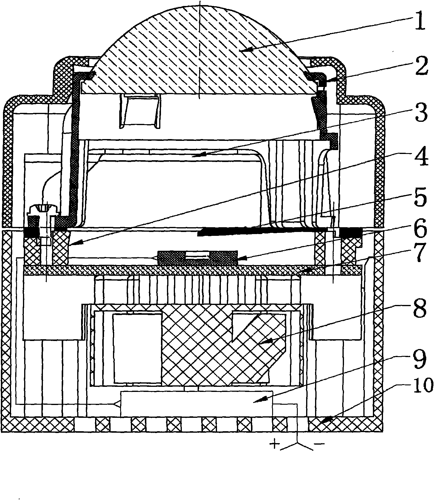 Projection-type high-power LED automobile dipped headlight and manufacturing technique thereof