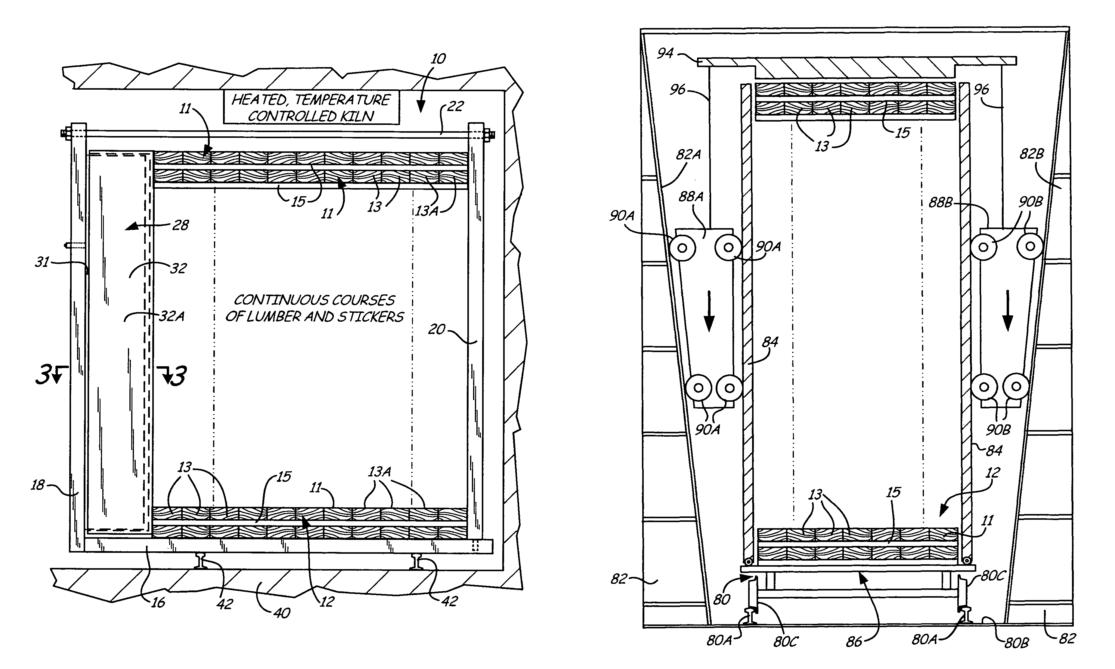 Restraining device for reducing warp in lumber during drying