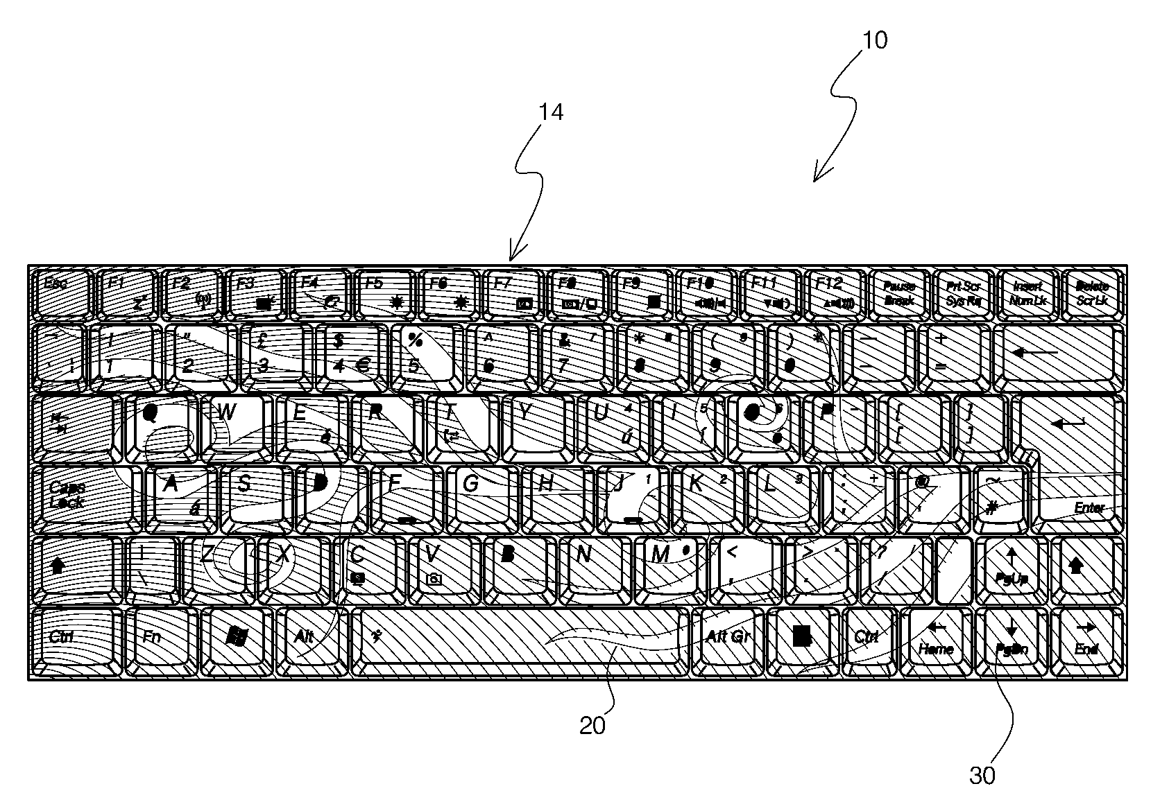 Keyboard with paint scheme