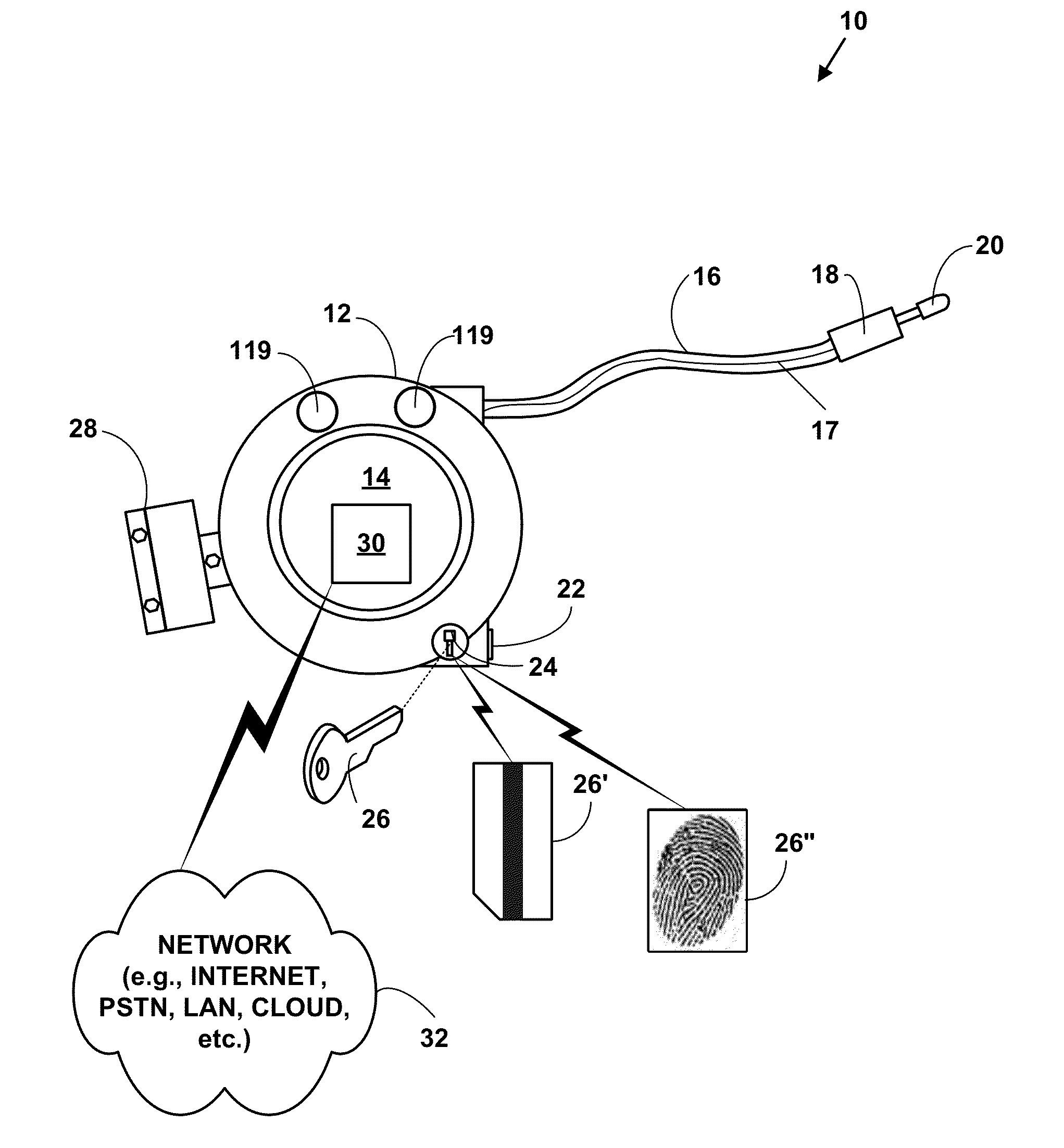 Mobile lock with retractable cable