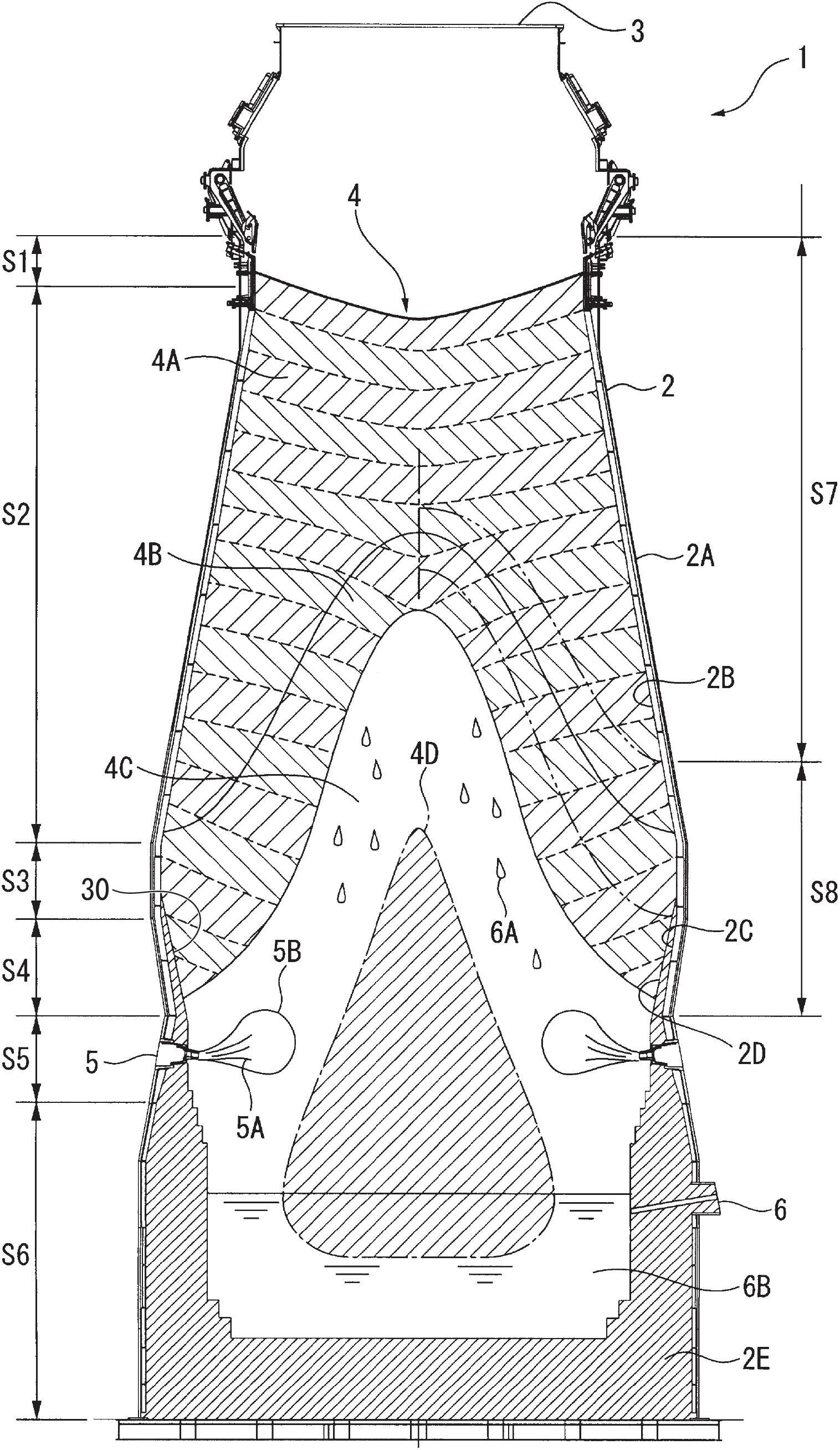 Stave, blast furnace, and blast furnace operation method