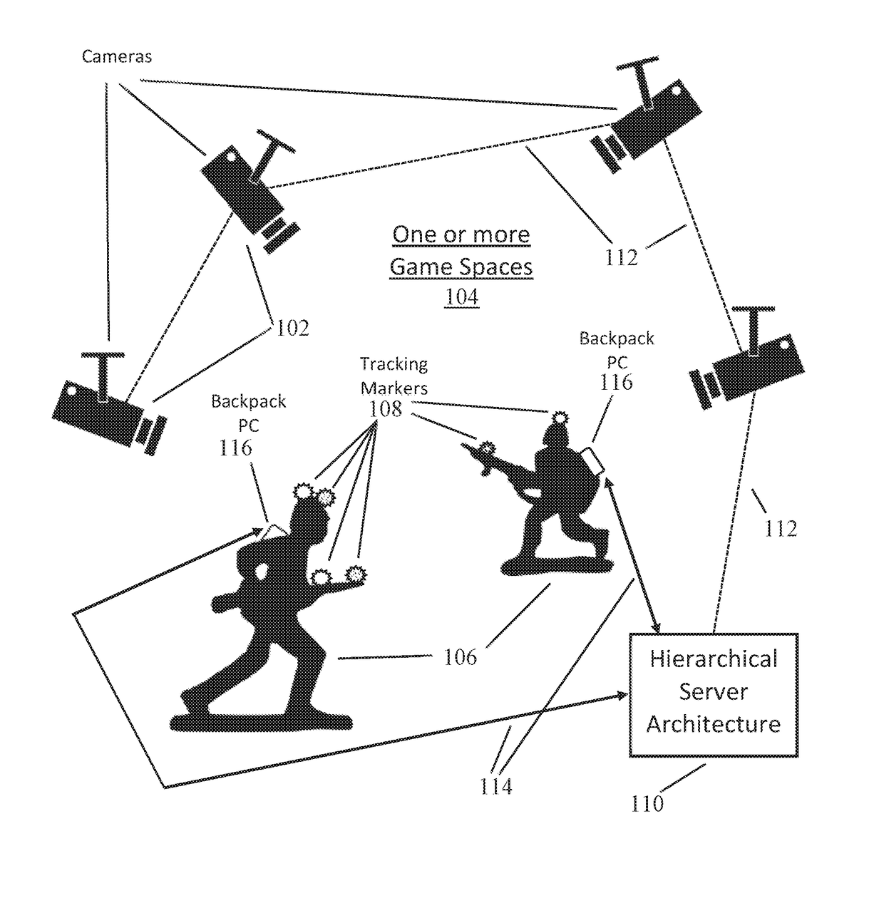 Systems and methods for operating a virtual reality environment using colored marker lights attached to game objects