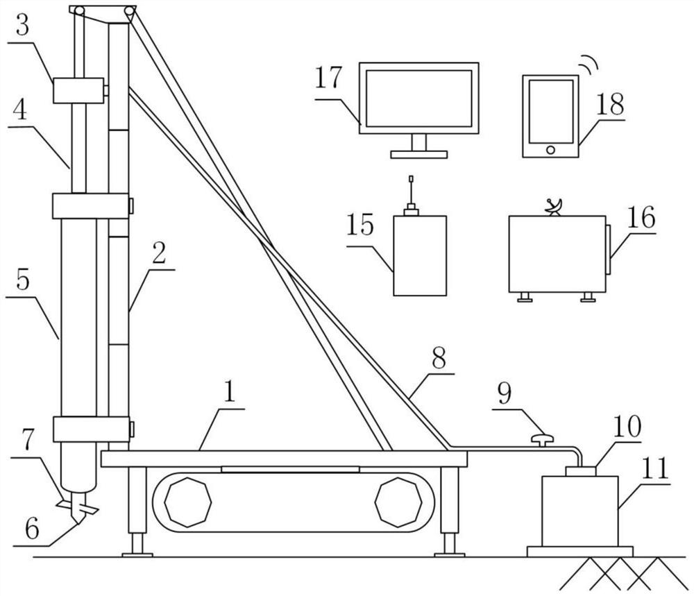 Construction quality control device for solidified soil pile and construction method thereof