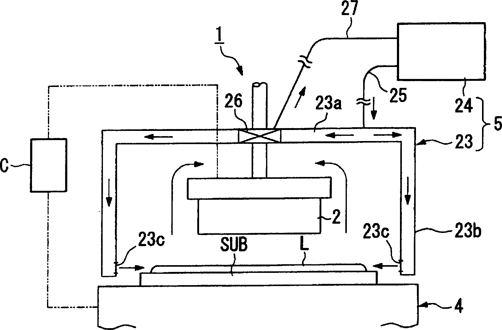 Film forming device and method, producing device and method for liquid-crystal device