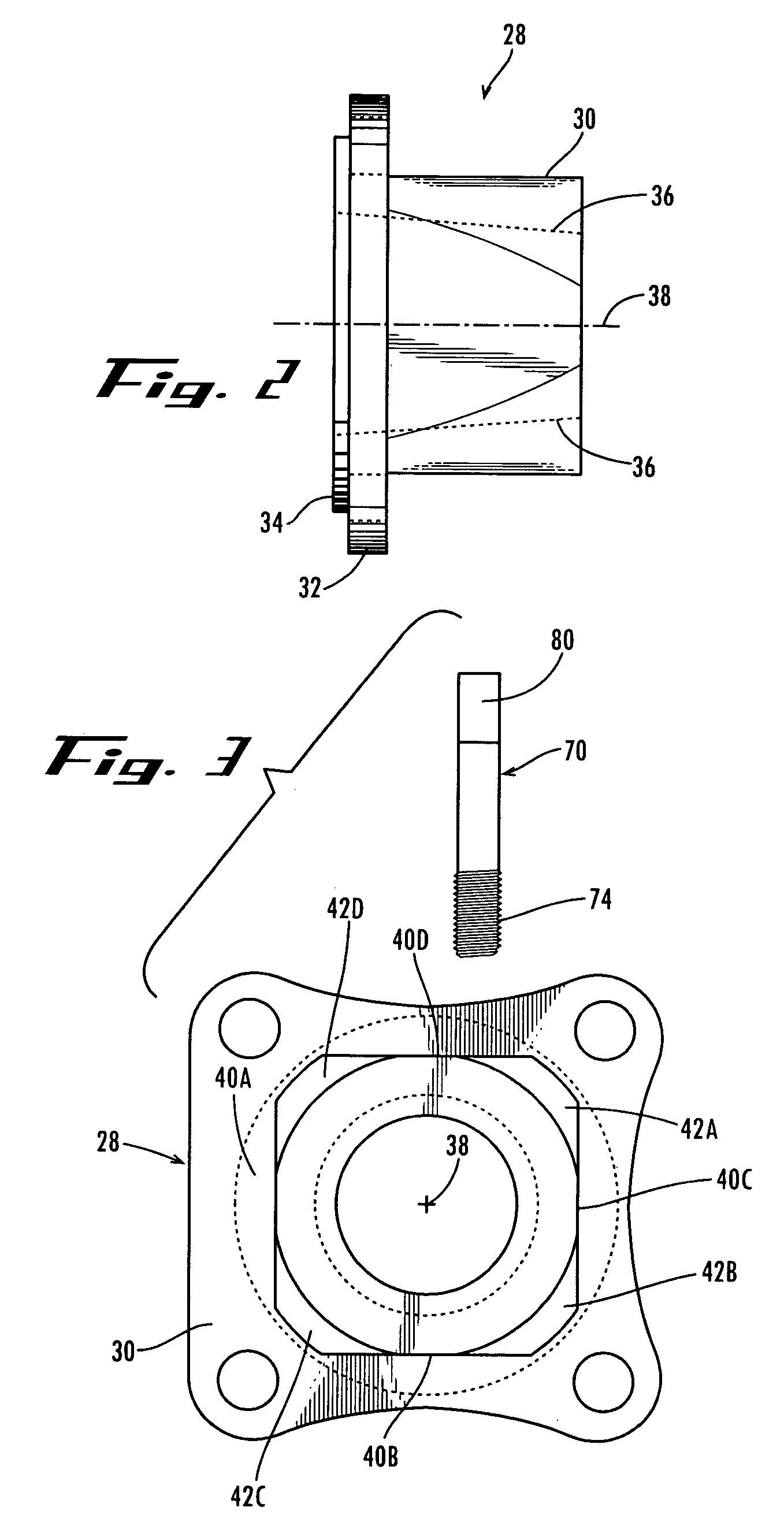 Axle with removable spindle and cam key