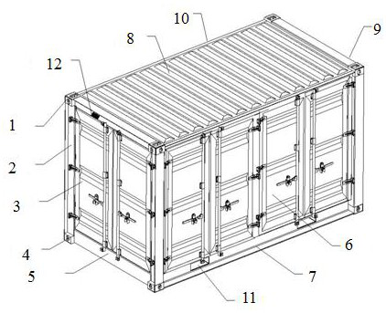 Container capable of achieving multi-stage combined transportation and rapid transfer and method thereof