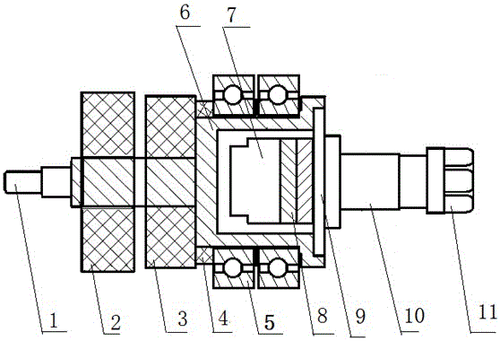 Universal rotating ultrasonic transducer assembly for high-speed electric spindle