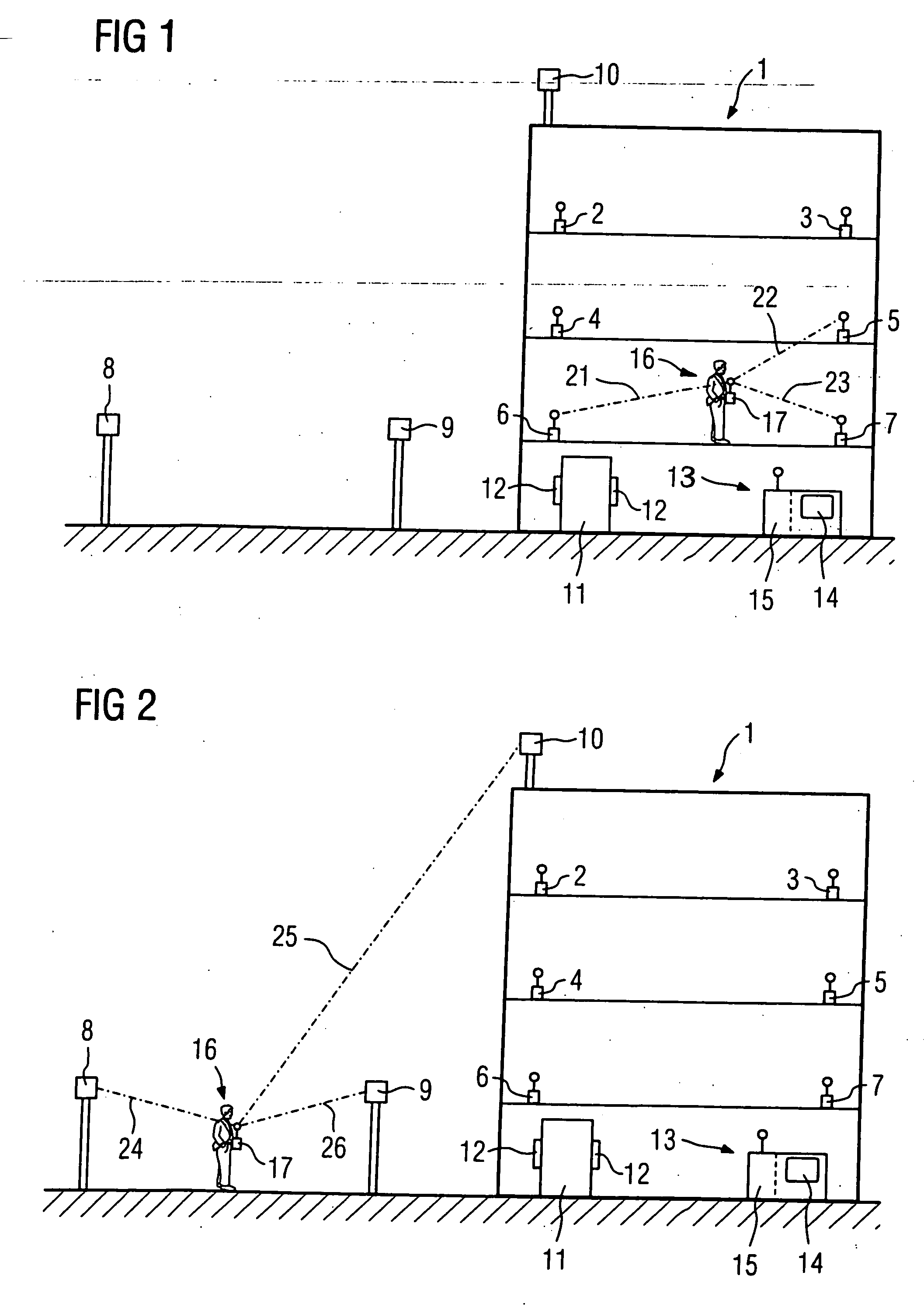 Medical system for radio-based remote monitoring of the location of a patient