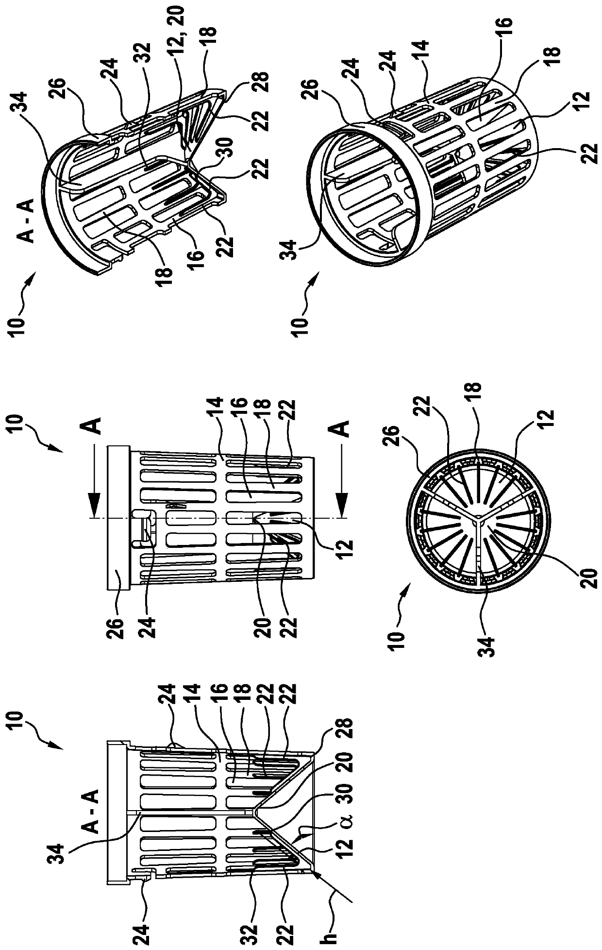 A device for filtering a liquid and a liquid tank or an appliance