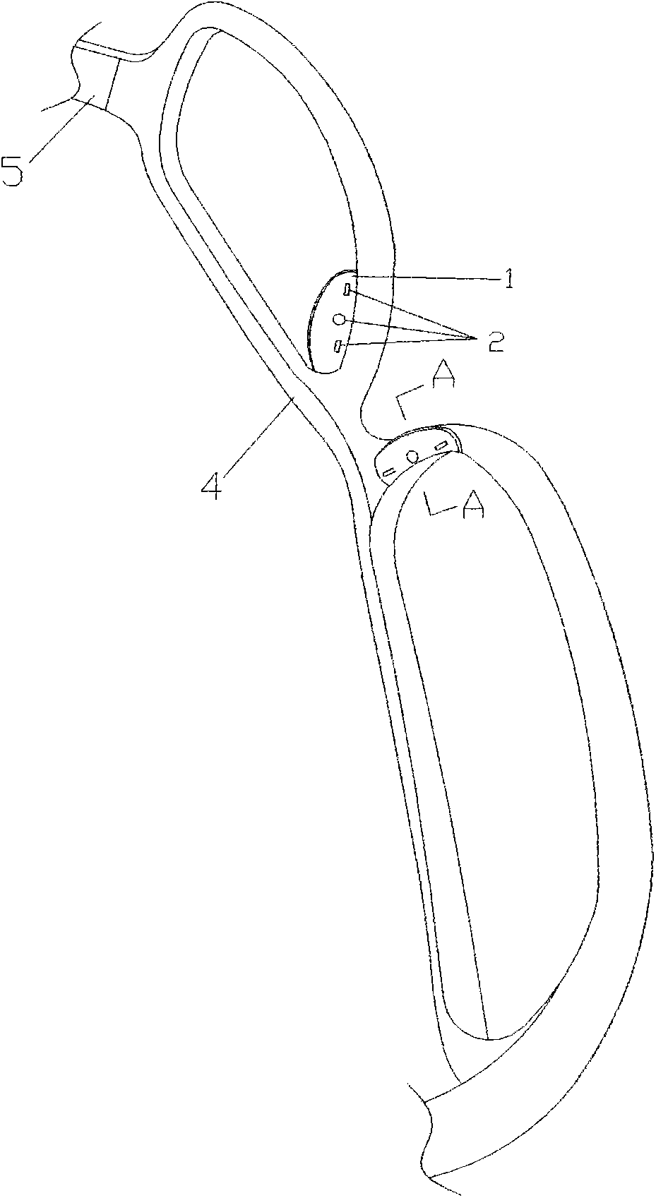 Production method of secondary ejection nose pad spectacles and structure thereof