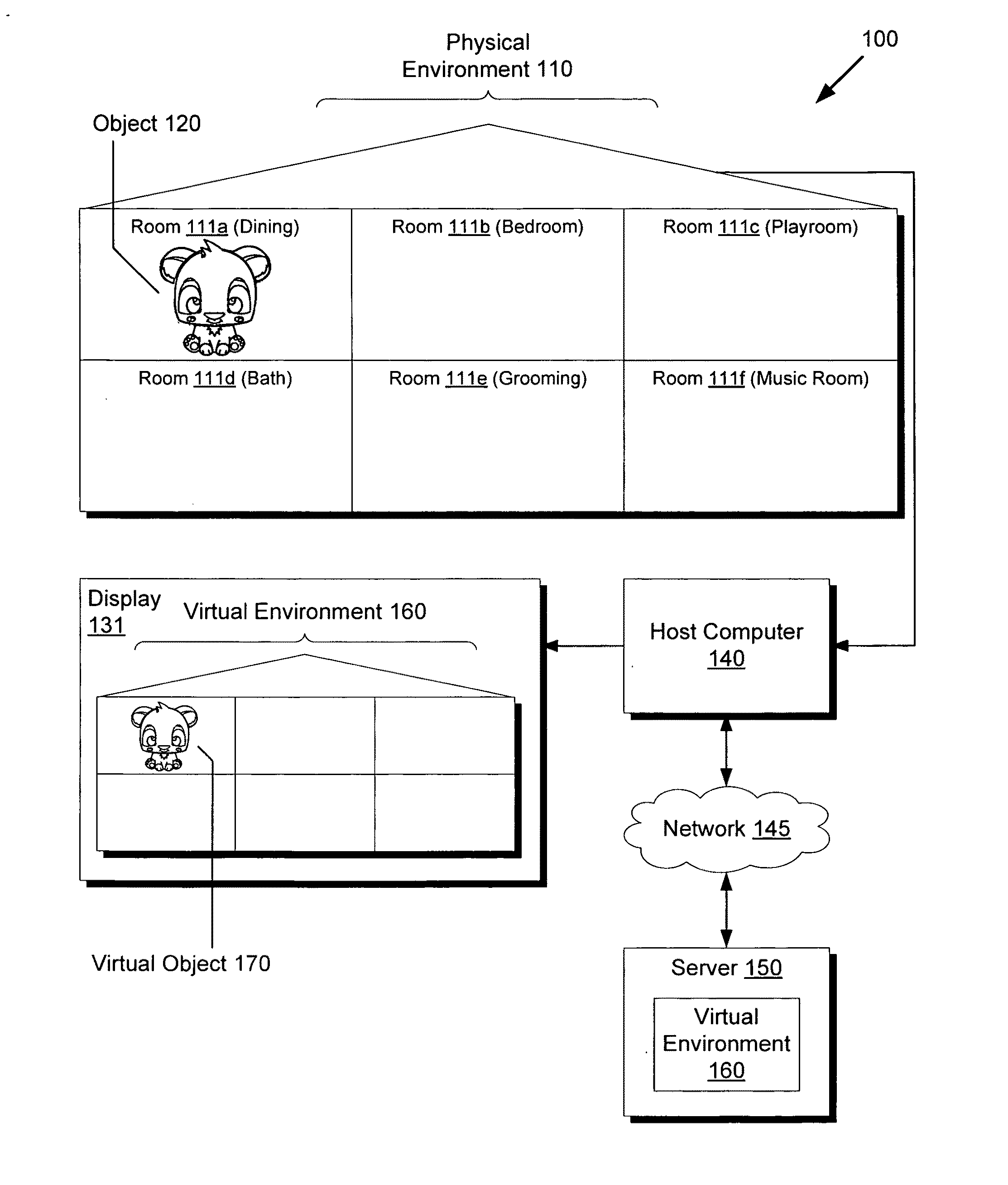 System and method for playsets using tracked objects and corresponding virtual worlds