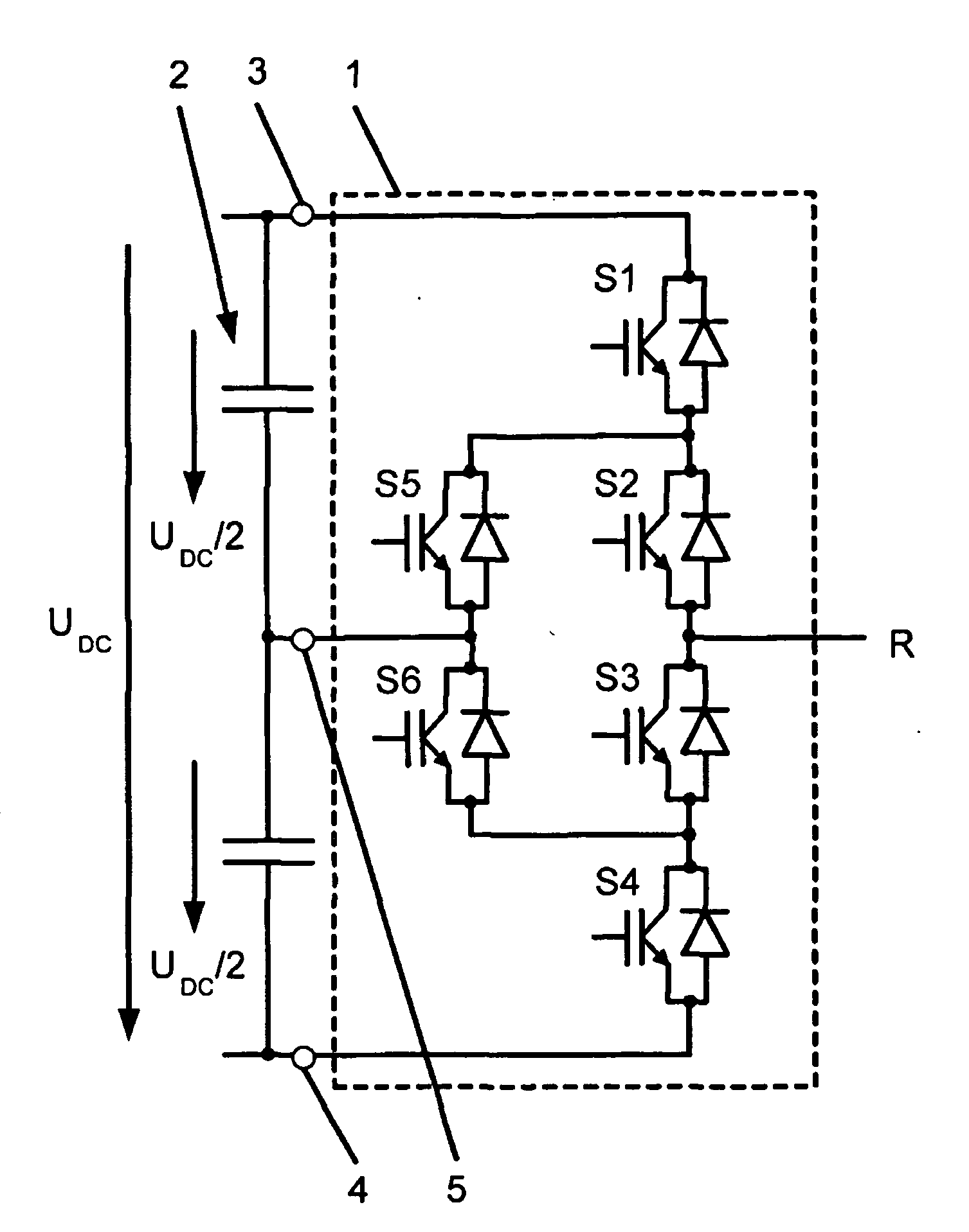 Method for fault handling in a converter circuit for wiring of three voltage levels