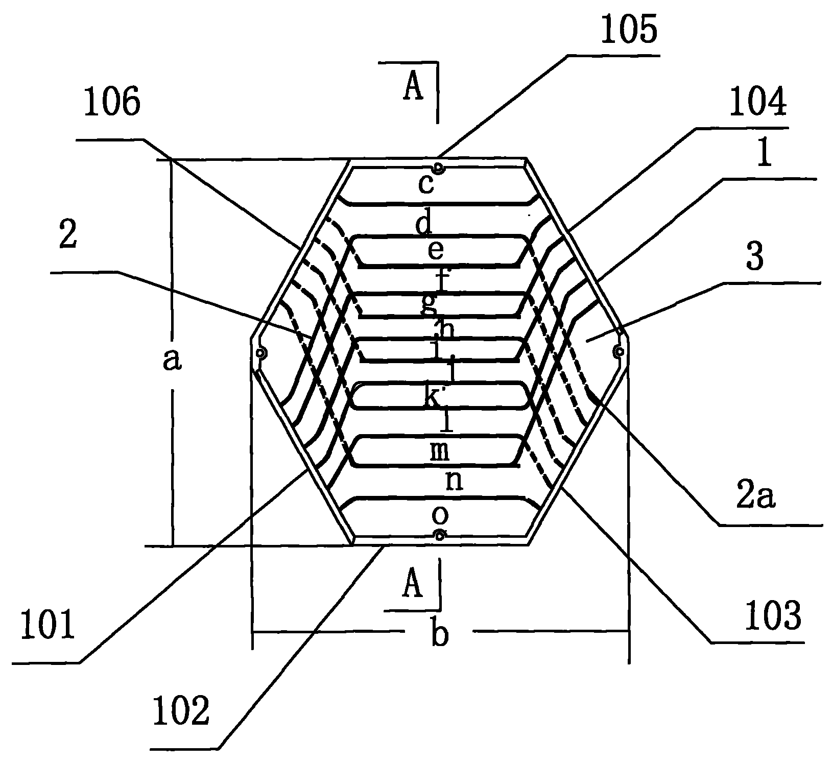 Hexagonal prism reversed heat transmission machine core and heat recovery new wind machine thereof