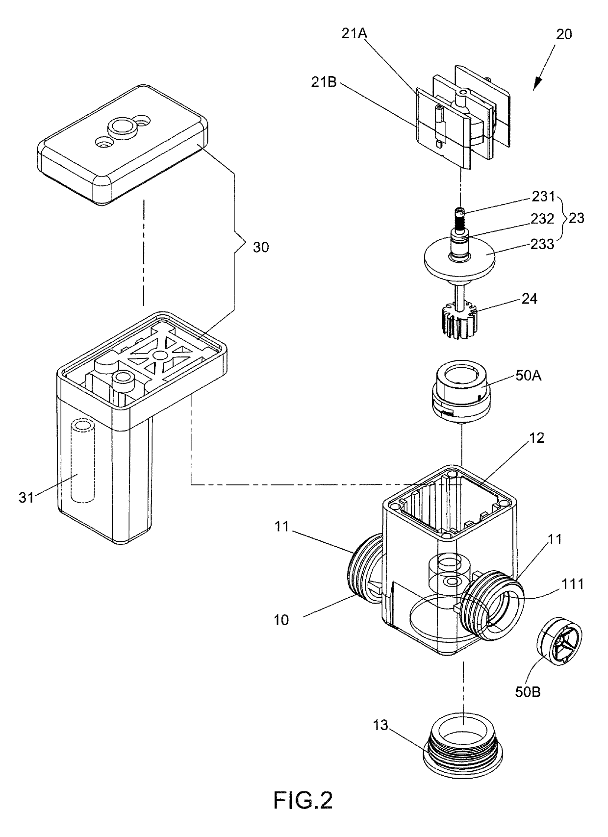 Hydroelectric power generation device for operation with water flow of sanitary piping