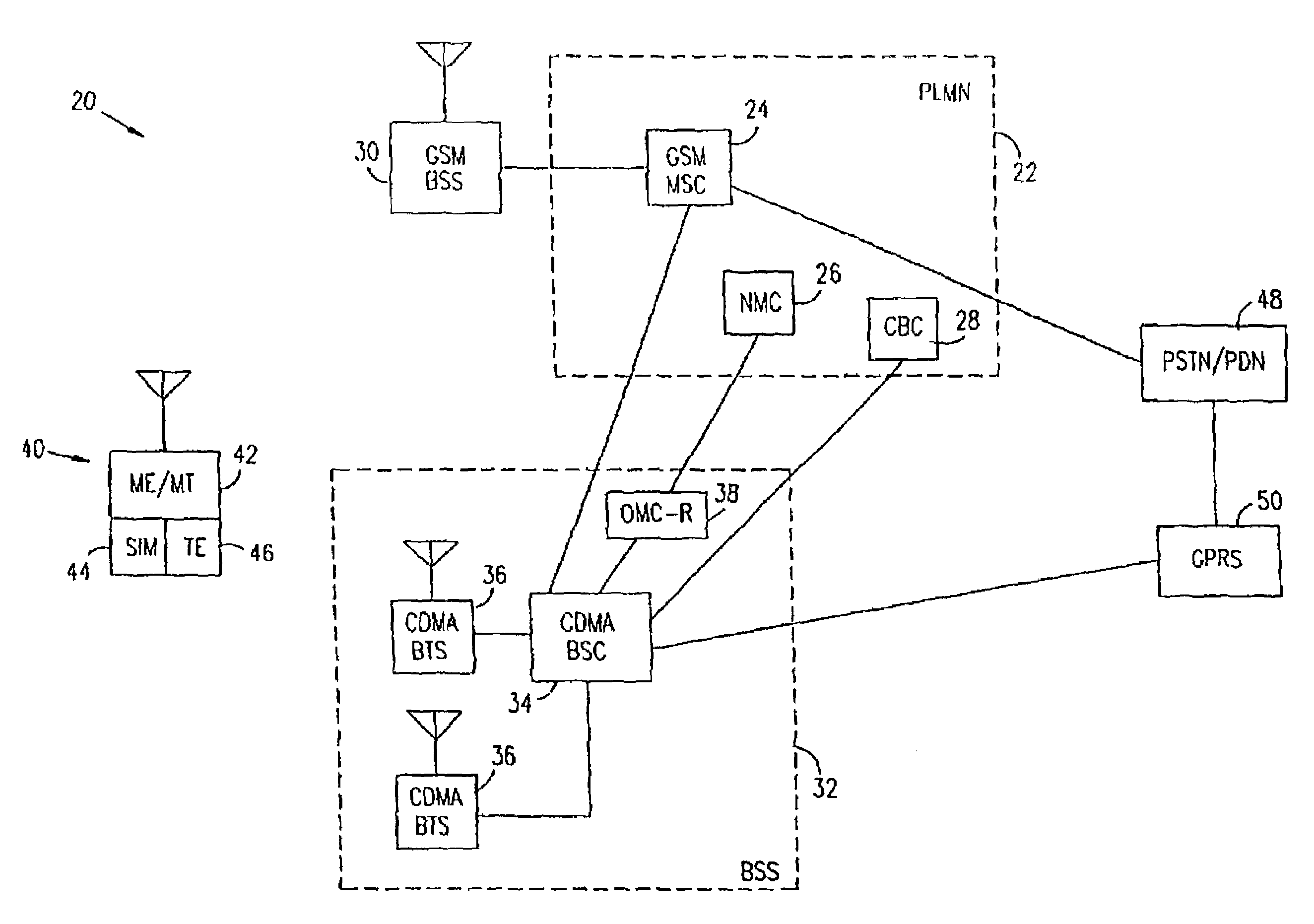 Idle mode handling in a hybrid GSM/CDMA network