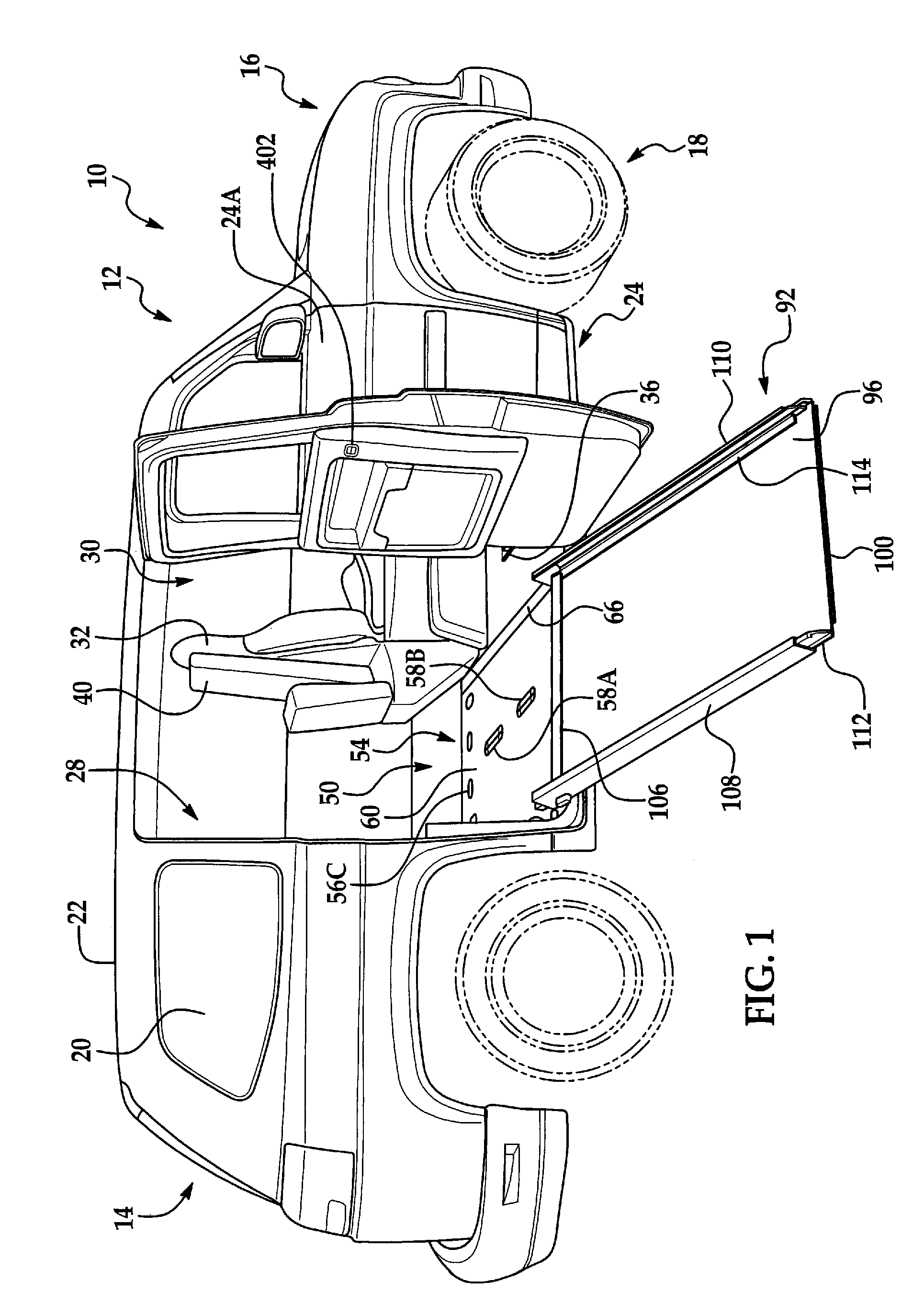 Automotive vehicle having a power-actuated ramp