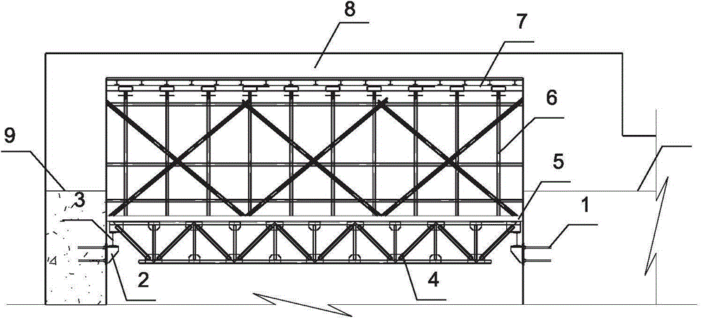 Truss platform for high and large space top plate concrete construction