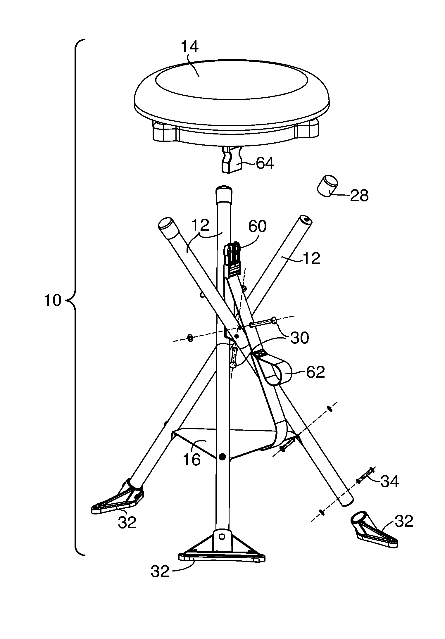 Portable, collapsible stool with a swivel seat