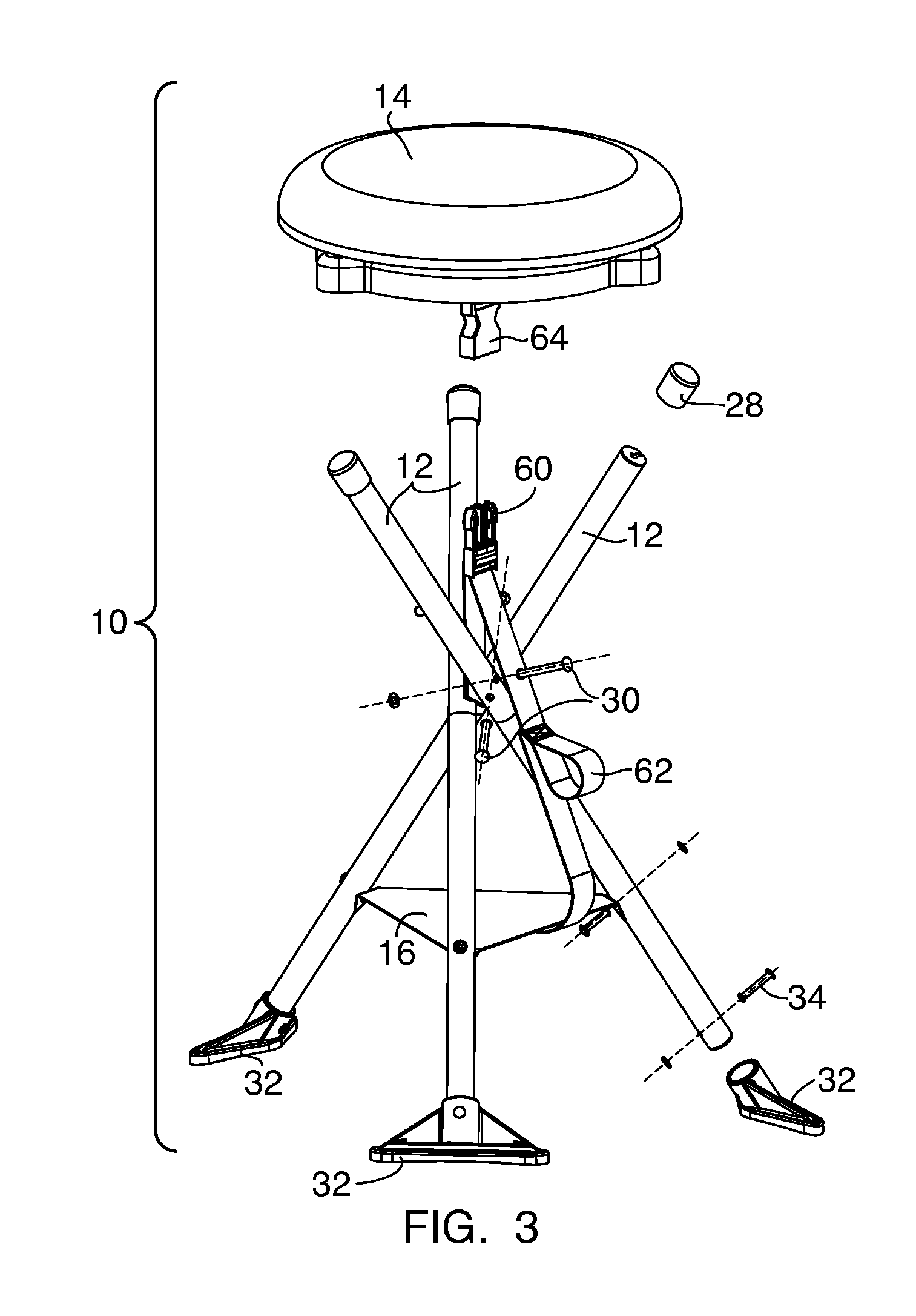 Portable, collapsible stool with a swivel seat