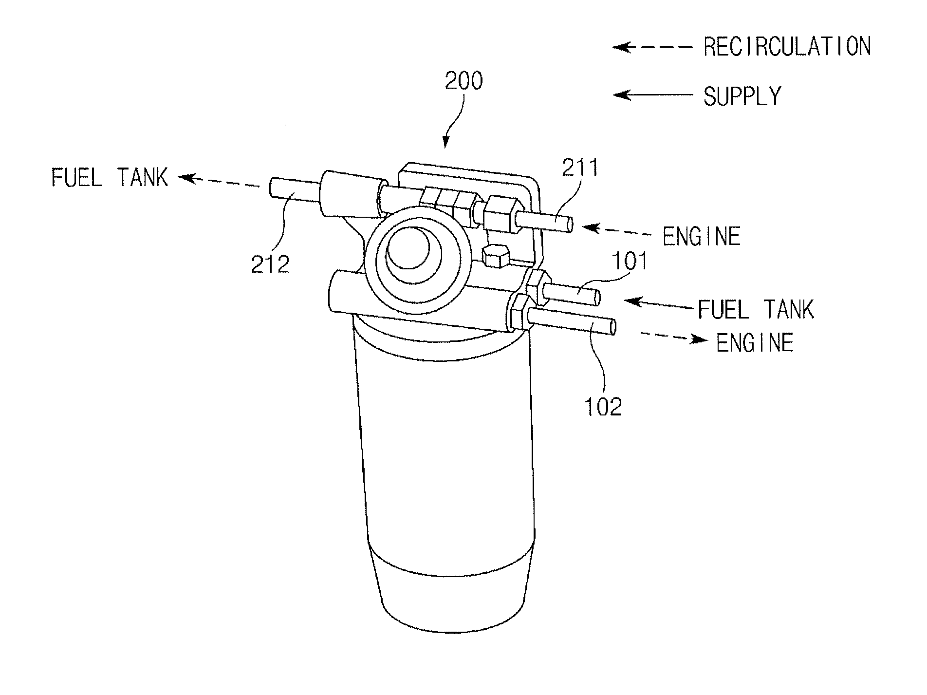 Diesel fuel recirculation device