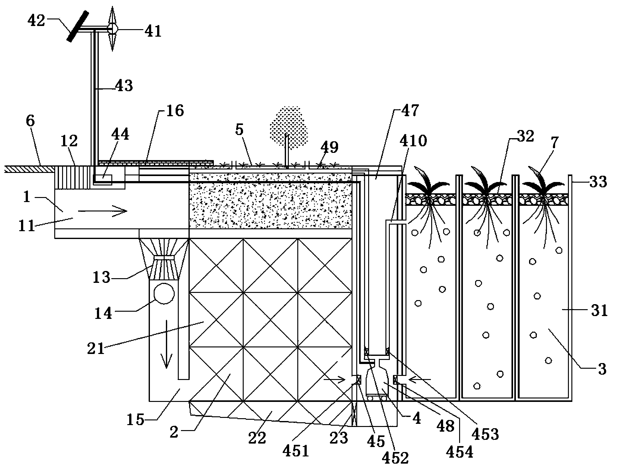 Urban road early runoff rainwater pollutant interception treatment device