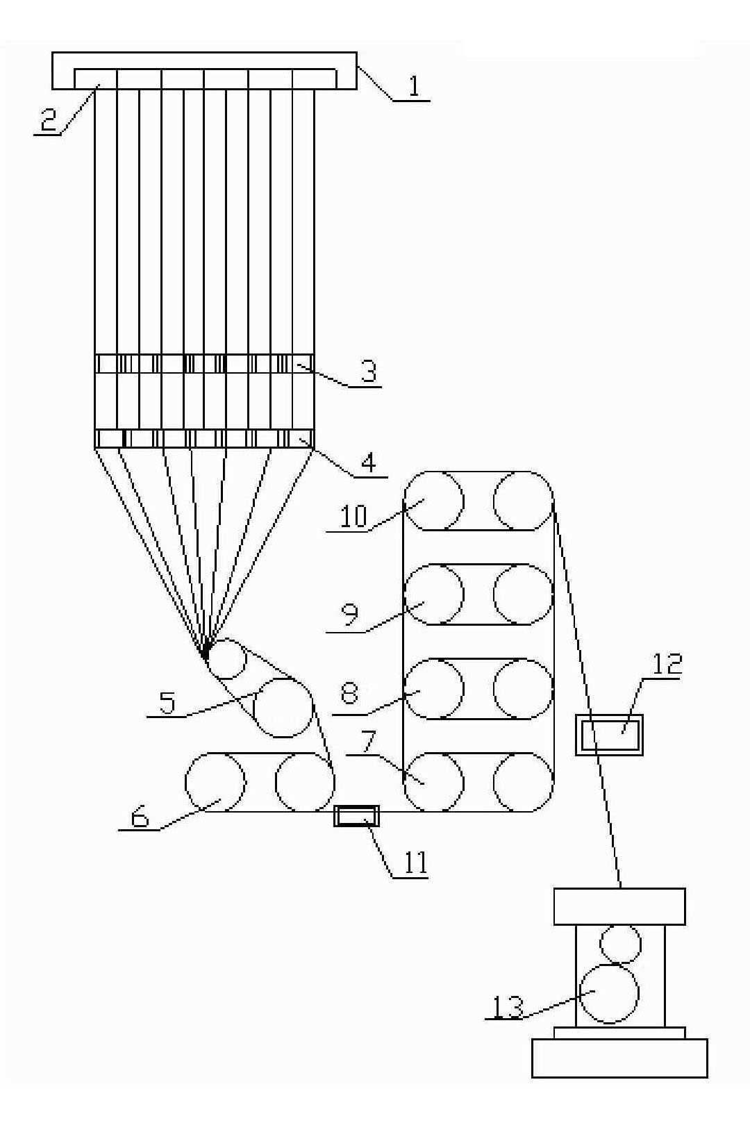 One-step method production process of ultra-low contract terylene industry fiber