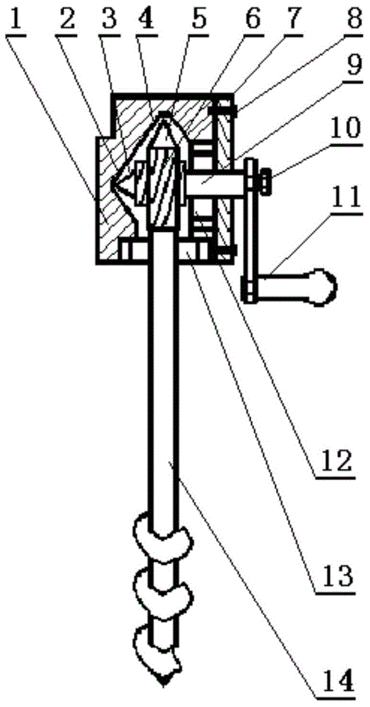 Hand-operated seeding hole digging drill