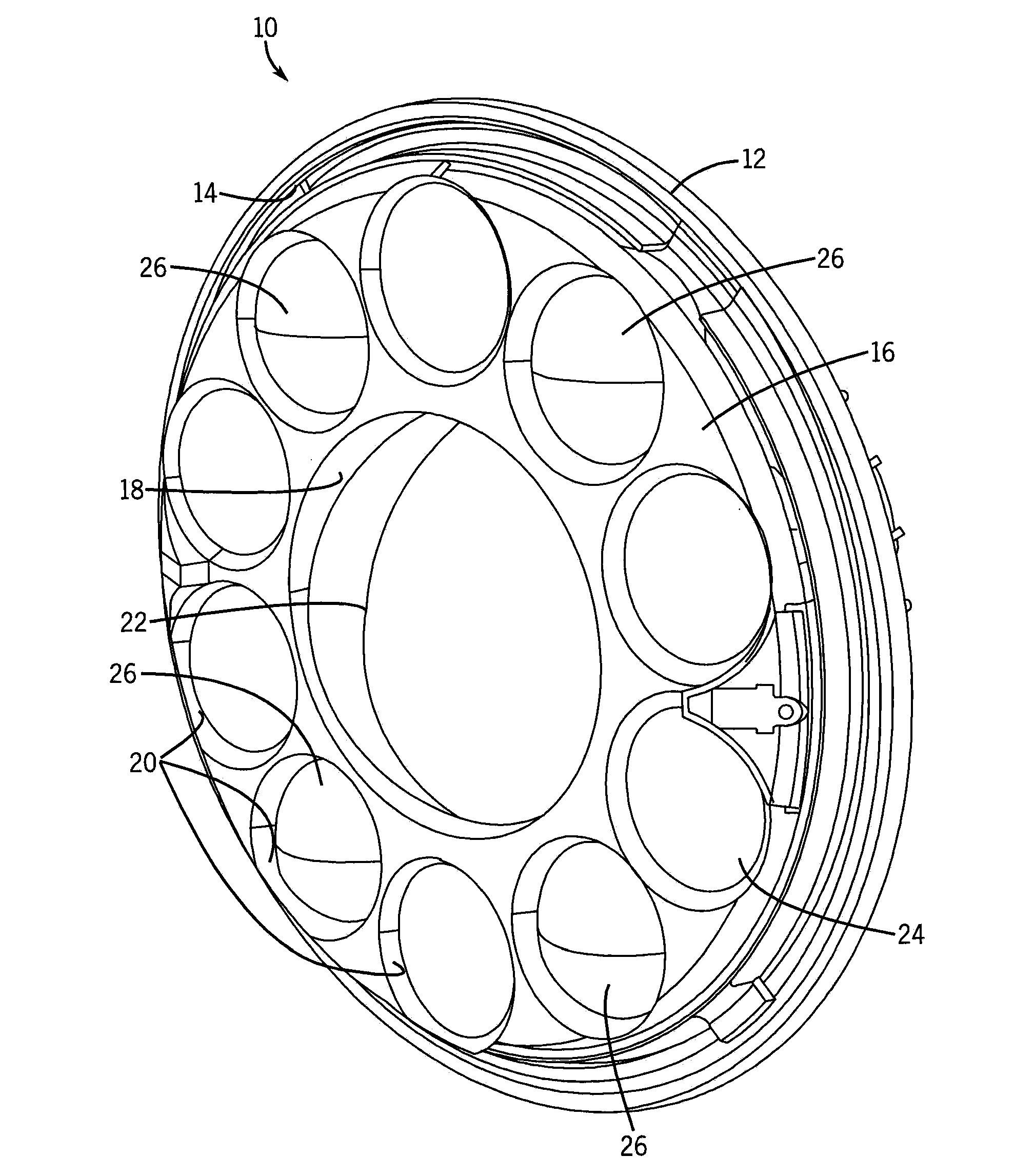 Locomotive LED/Optics Headlight Assembly